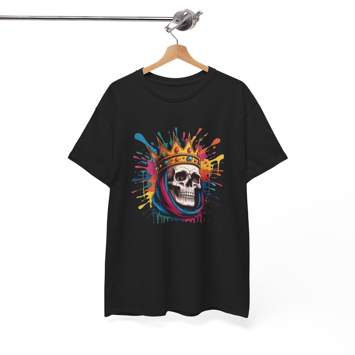 T-Shirt Crâne Couronne Adulte – Skull King Street Art – Tee Shirt Graphique Urbain Noir Blanc Gris Cadeau Original