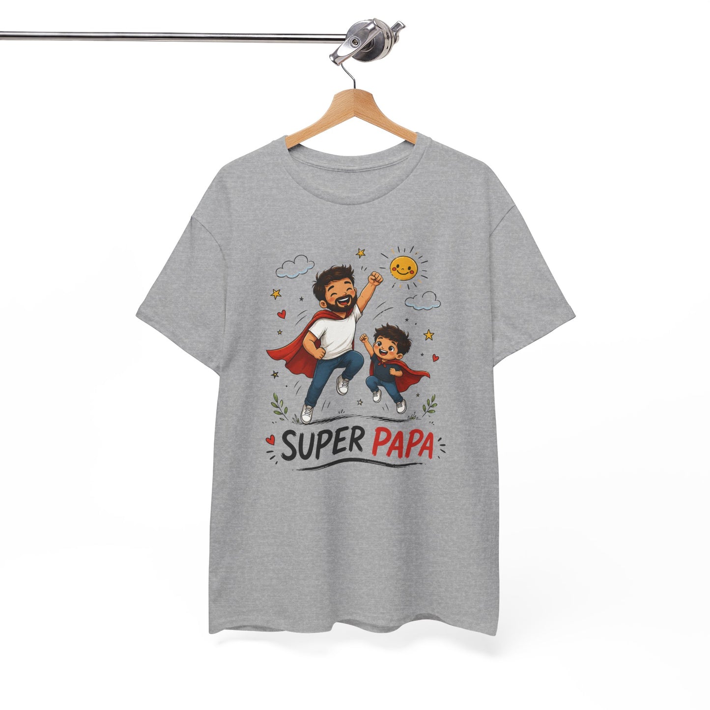Tee-Shirt Super Papa – Cadeau Fête des Pères – Papa Héros avec Fils – Tee-Shirt Homme Amour Famille Père Enfant