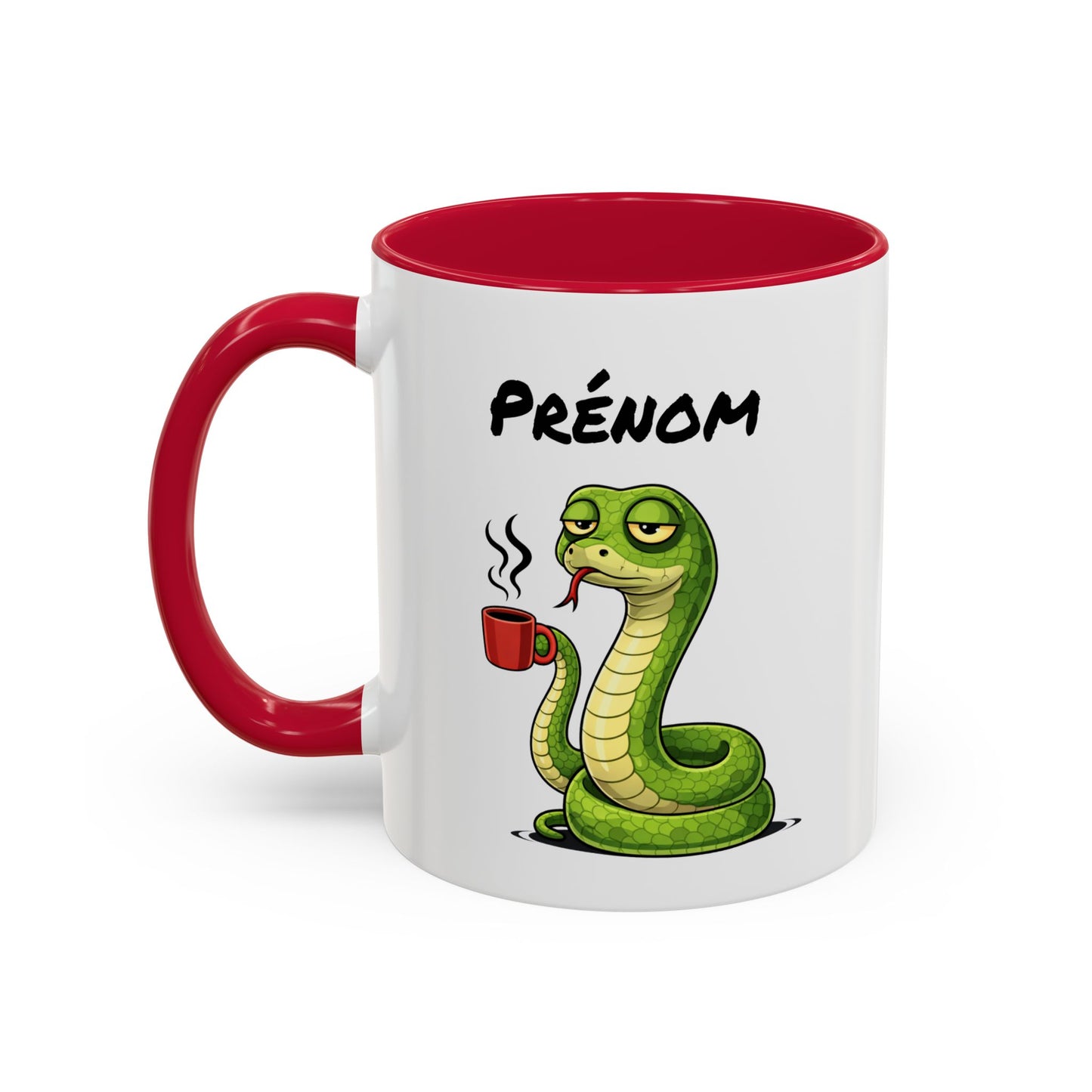 Tasse Serpent Fatigué avec Café – Mug Humour Reptile – Illustration Animal Mignon 325ml