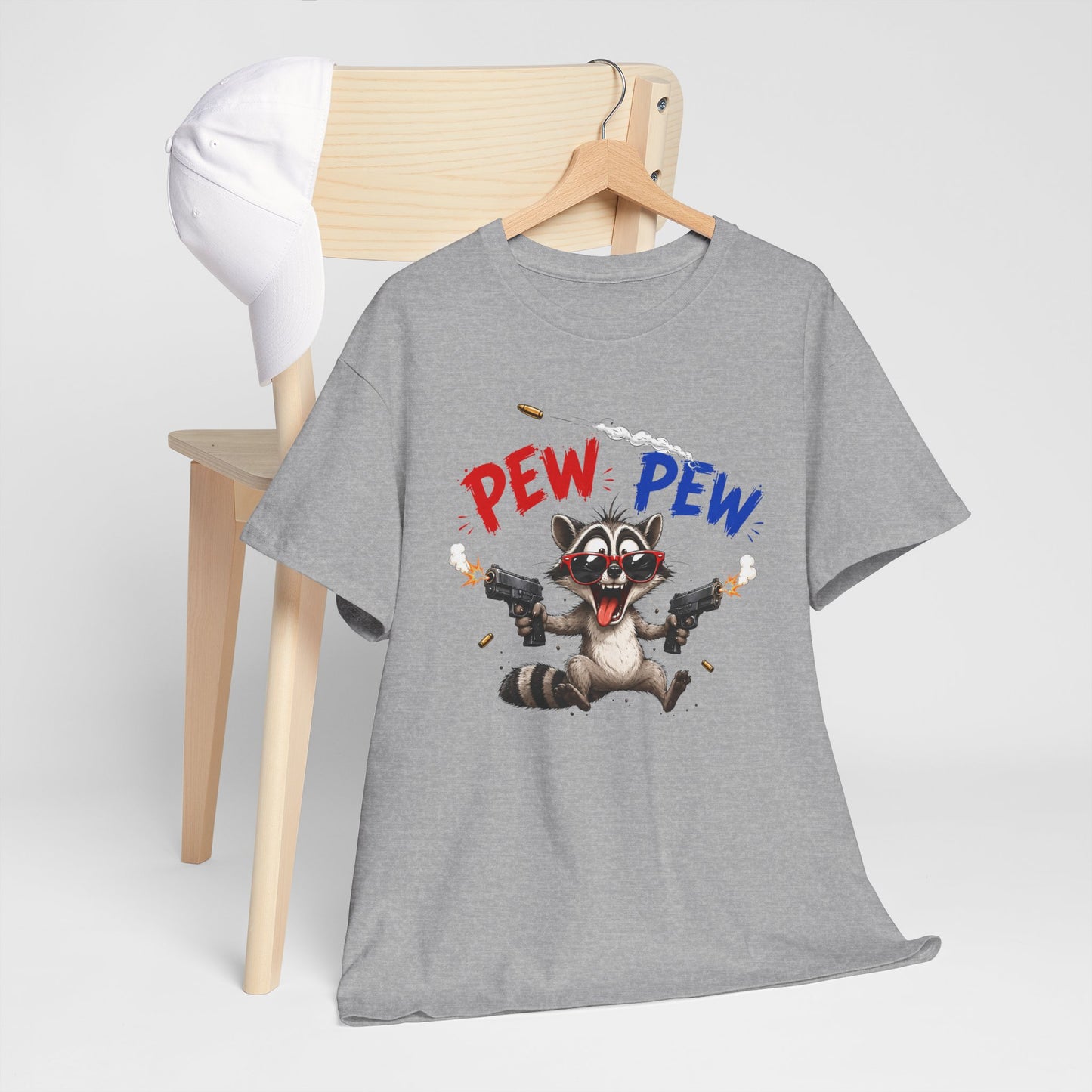 Tee-Shirt Pew Pew Raton Laveur Humour – Cadeau Drôle Homme Femme – Design Cartoon Original
