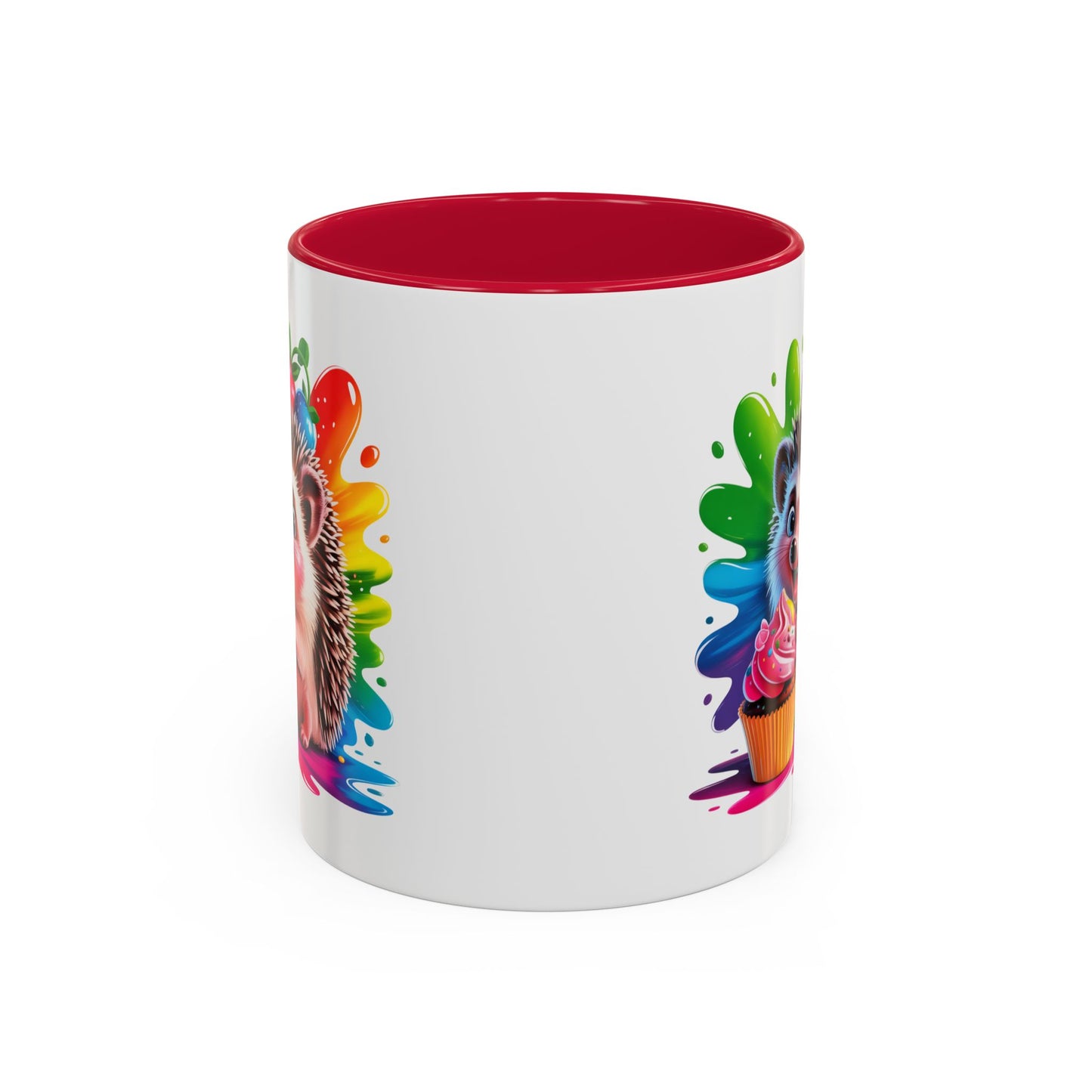 Mug Hérisson Mignon Gourmand – Tasse Animal Cupcake Coloré Kawaii – Cadeau Original Enfant Adulte – Céramique 325ml Noir Bleu Rouge