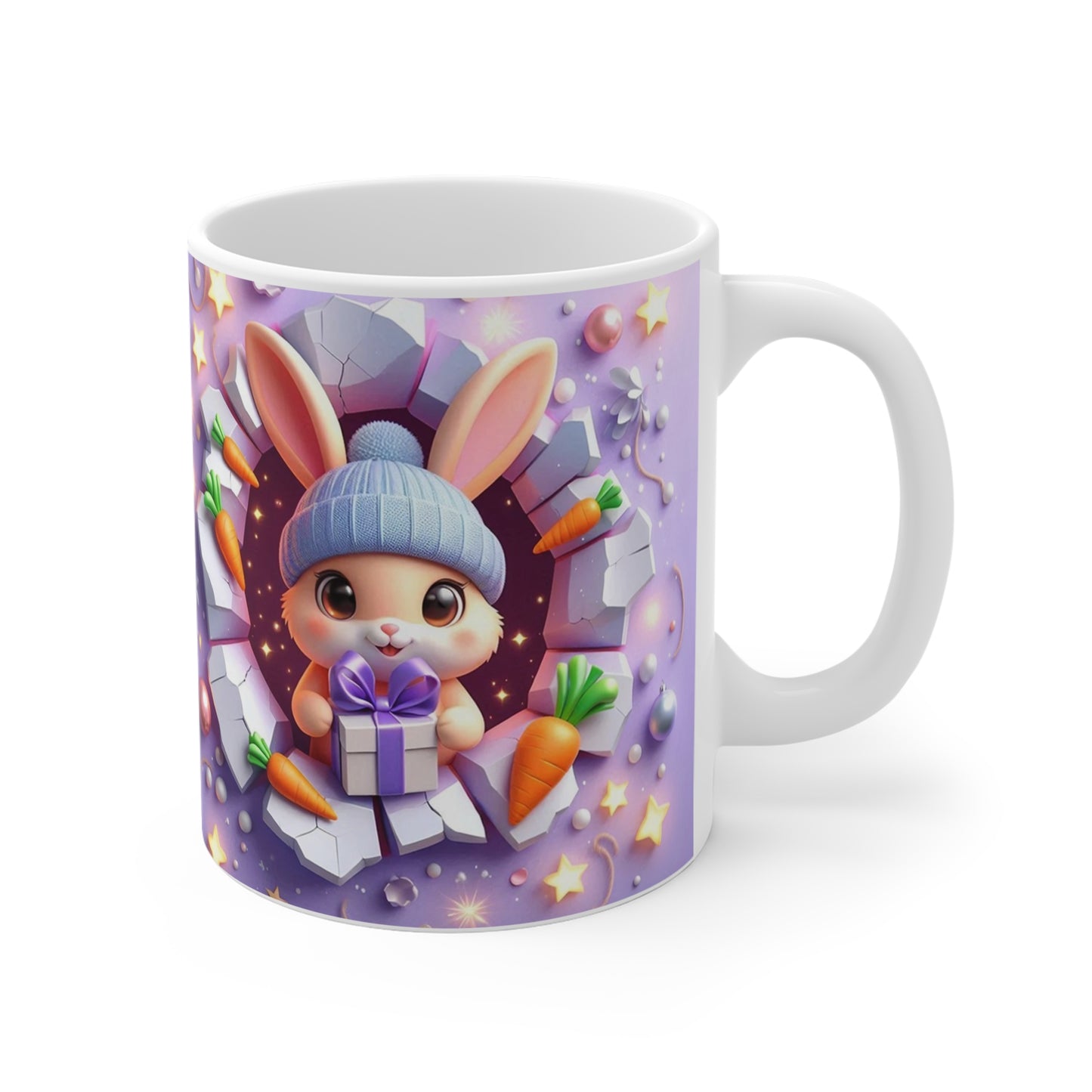 Tasse Lapin Mignon Orange – Mug Céramique 325ml – Cadeau Kawaii Pâques Anniversaire