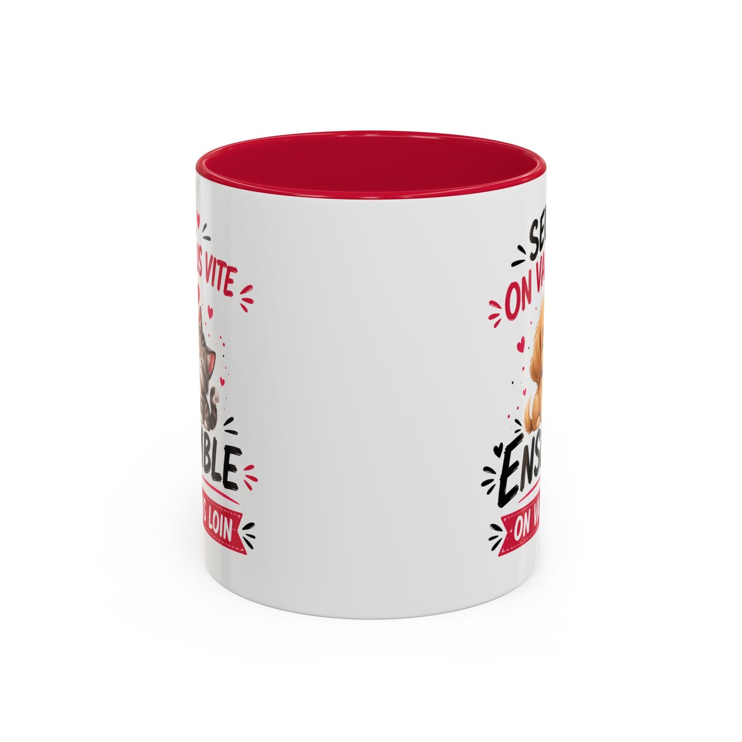 Tasse Seul On Va Plus Vite Ensemble On Va Plus Loin – Mug Chien Chat Amour Amitié – Cadeau Mignon 325ml