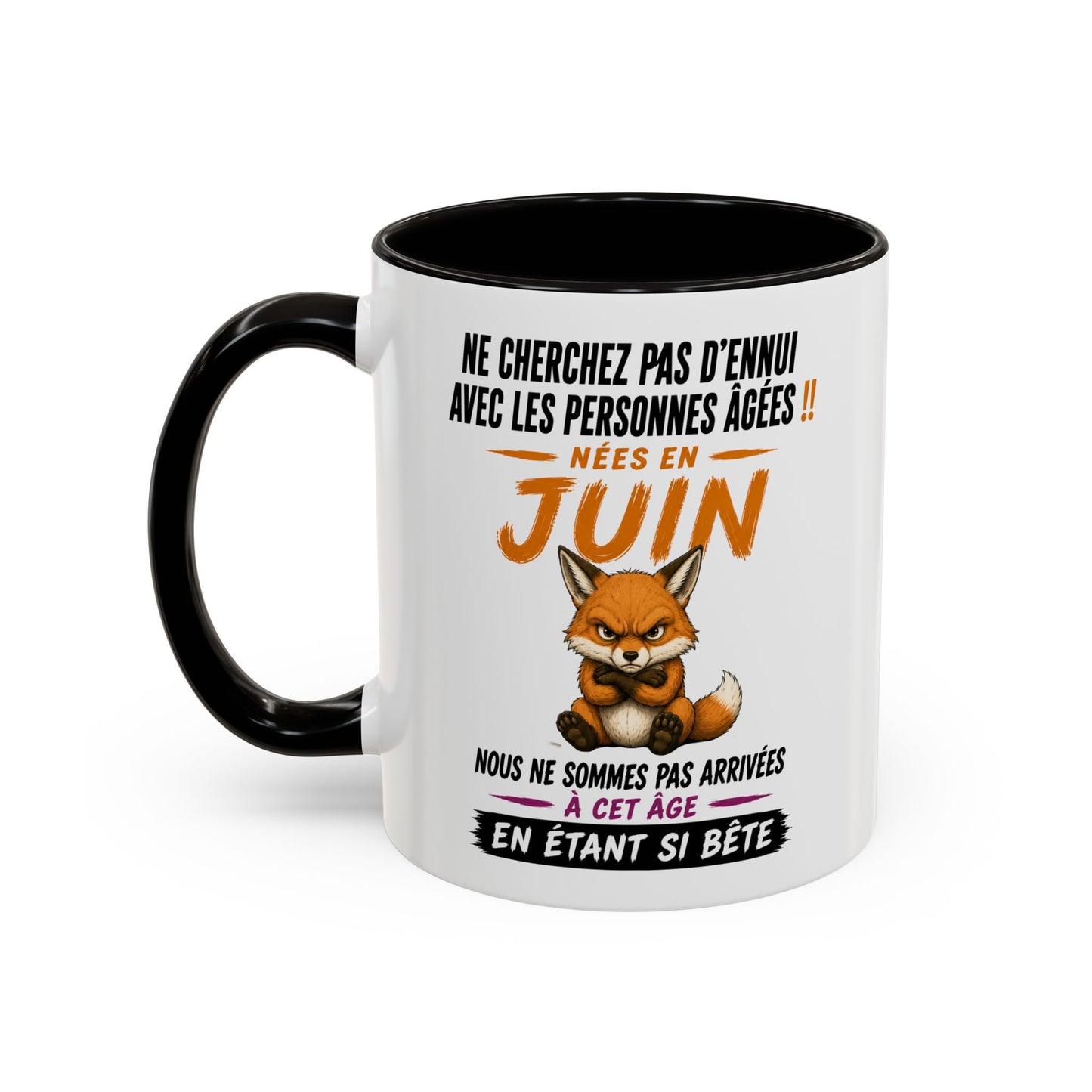 Tasse Humour Personnes Nées en Juin – Mug Renard Drôle Senior Retraité – Cadeau Anniversaire Homme Femme 325ml