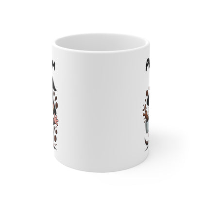 Tasse Personnalisable Furet Sorcier Café – Mug Prénom Céramique 325ml – Cadeau Drôle Halloween Animal Illustré