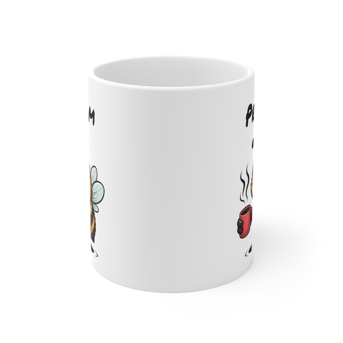Tasse Personnalisable Abeille Fatiguée – Mug Humour Café Matin Difficile – Cadeau Drôle Prénom 325ml