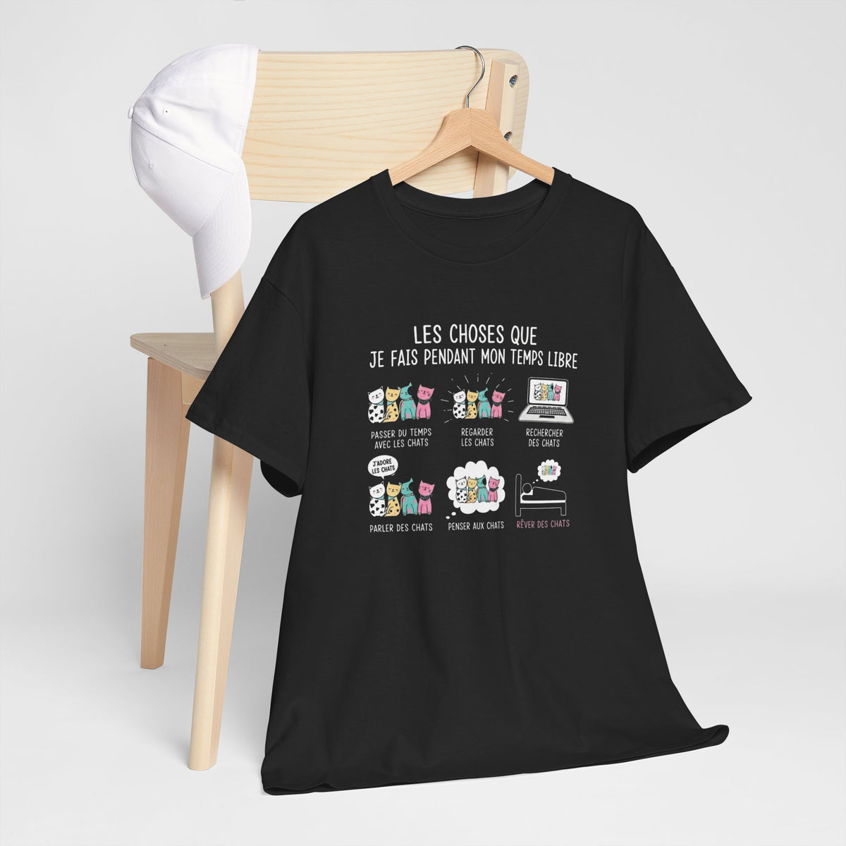 Tee Shirt Chat Homme Femme – Passion Féline Humour Temps Libre – Idée Cadeau Amoureux des Chats Propriétaire de Félin