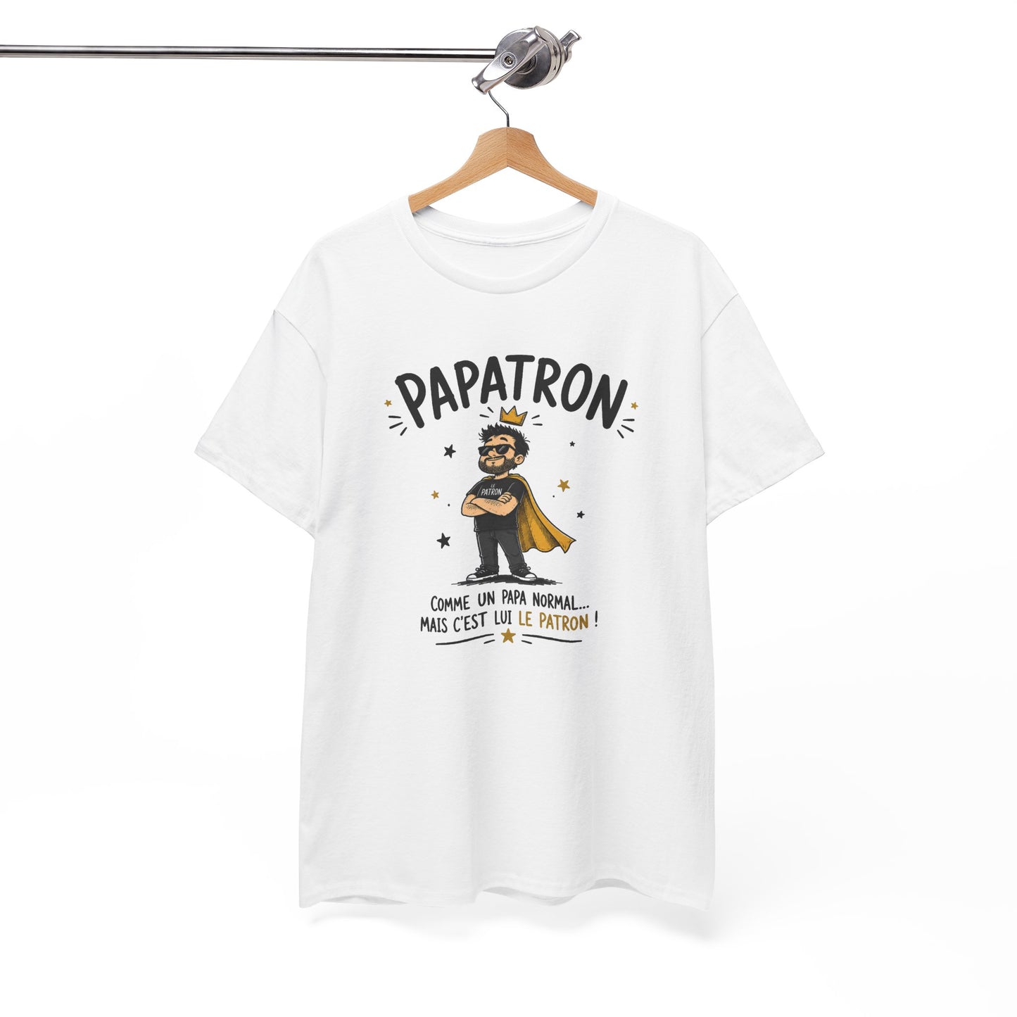 Tee Shirt Papa Homme – Papatron Comme un Papa Normal Mais C’est Lui le Patron – T-Shirt Humour Cadeau Original