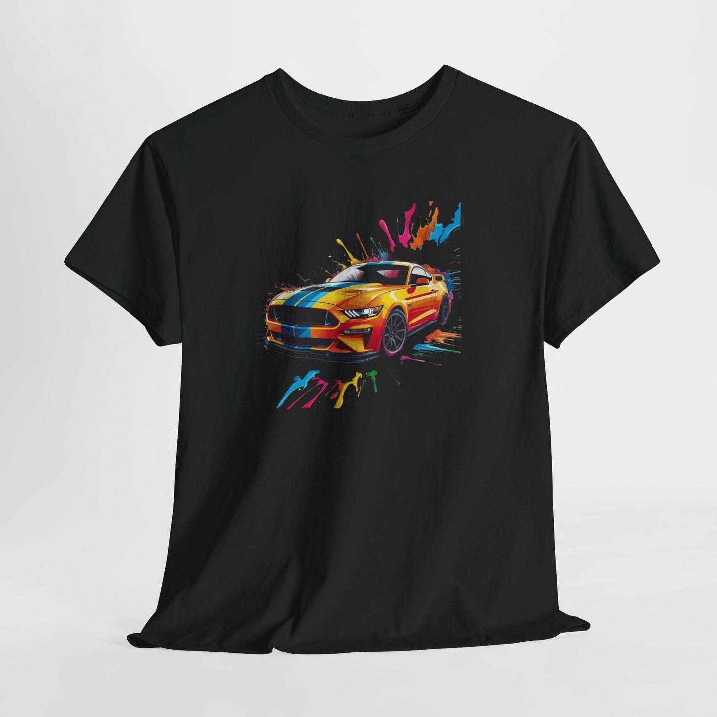 T-Shirt Voiture Sport Colorée – Tee Shirt Muscle Car Street Art – Cadeau Passion Auto Noir Blanc Gris