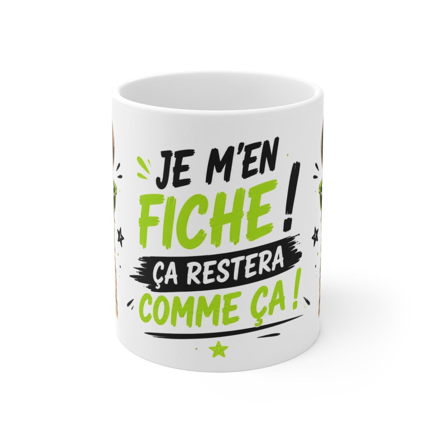 Tasse Humour Je M’en Fiche Ça Restera Comme Ça – Mug Lama Rigolo Lunettes Fluo – Cadeau Homme Femme 325ml