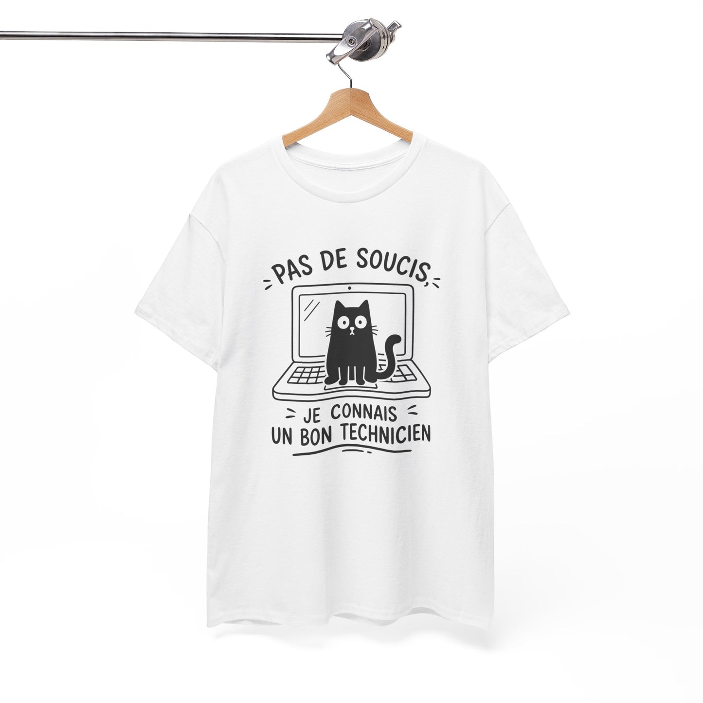 Tee-Shirt Informatique Homme et Femme – Chat Ordinateur Technicien Informatique – Cadeau Original Geek Informaticien Dépannage PC