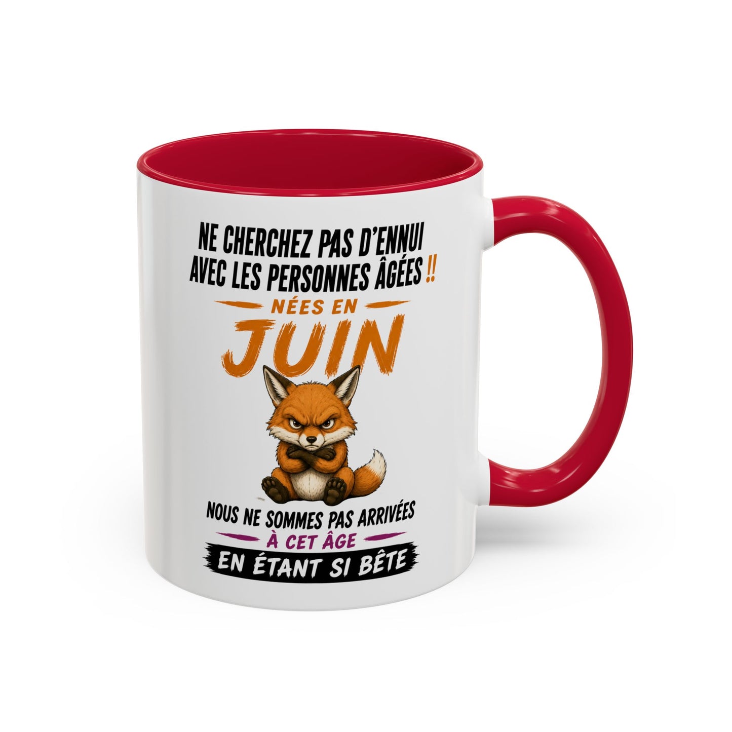 Tasse Humour Personnes Nées en Juin – Mug Renard Drôle Senior Retraité – Cadeau Anniversaire Homme Femme 325ml