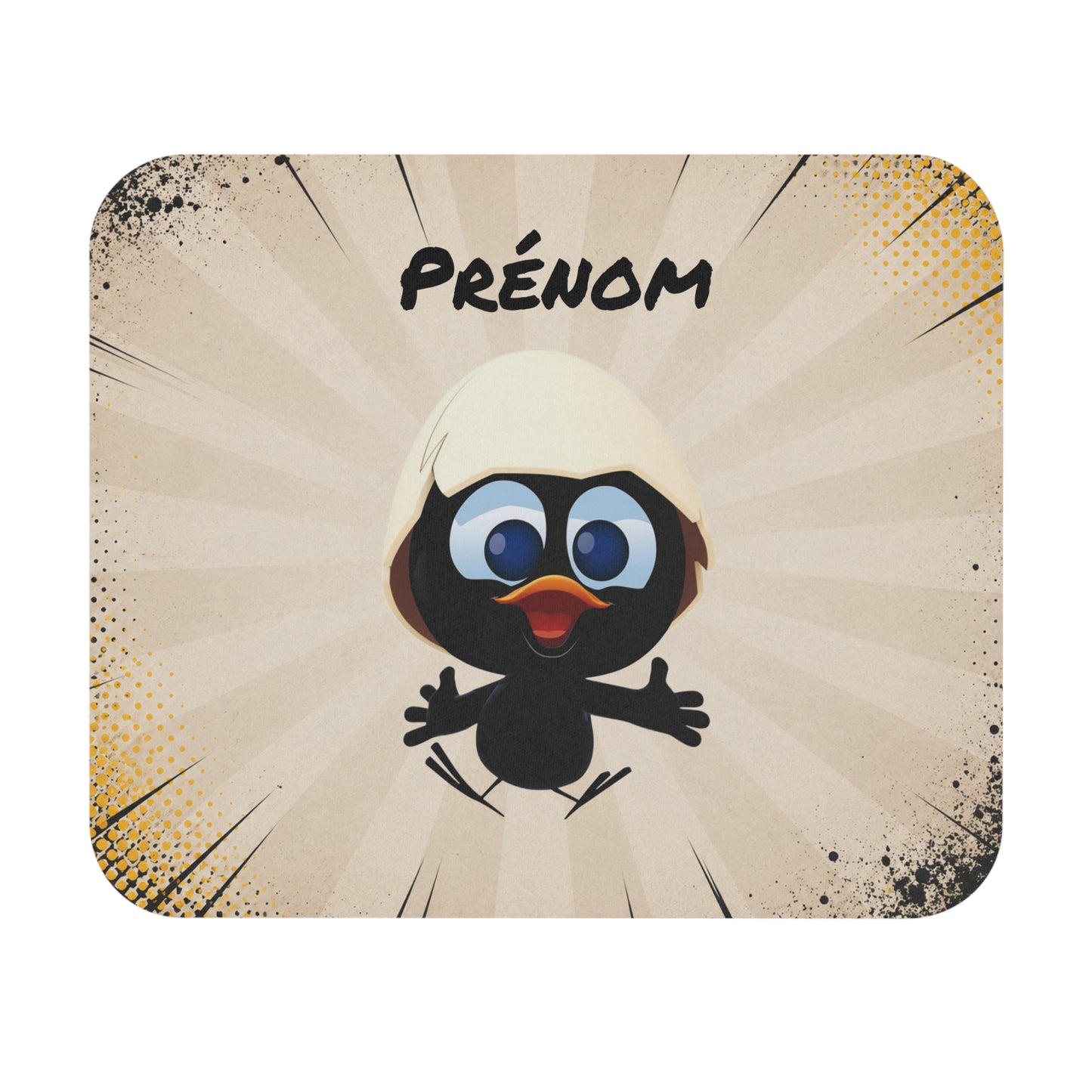 Tapis de Souris 22x18cm Personnalisé Prénom Poussin Style Calimero Cadeau Humour Homme Femme Enfant Anniversaire Bureau Gaming