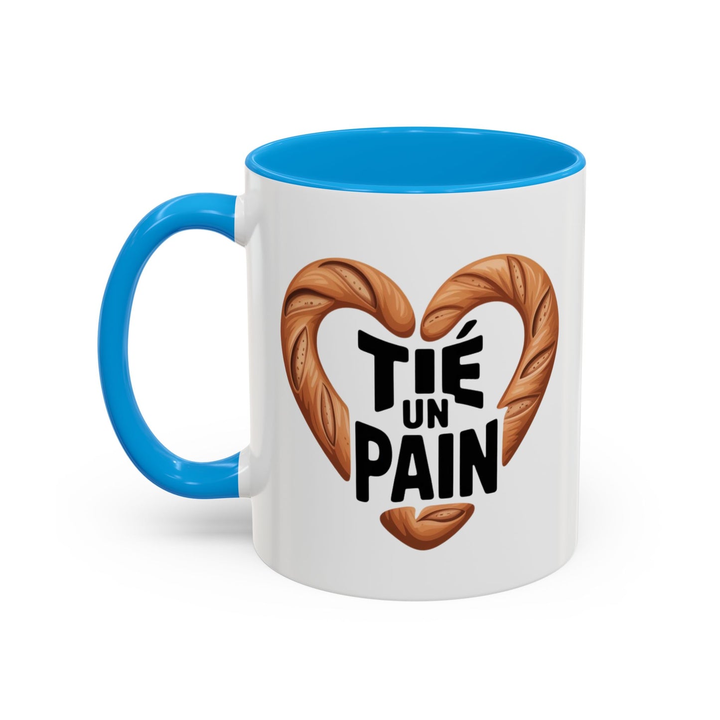 Mug T’es un Pain – Tasse Humour Boulangerie Amour Jeu de Mots – Cadeau Original Fun – Céramique 325ml Noir Bleu Rouge