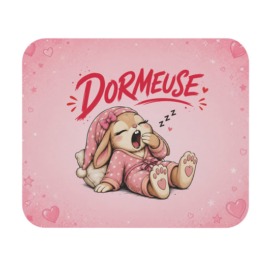 Tapis de Souris 22x18 cm Dormeuse – Lapine en Pyjama Rose – Cadeau Femme Humour Sommeil Fatigue Sieste