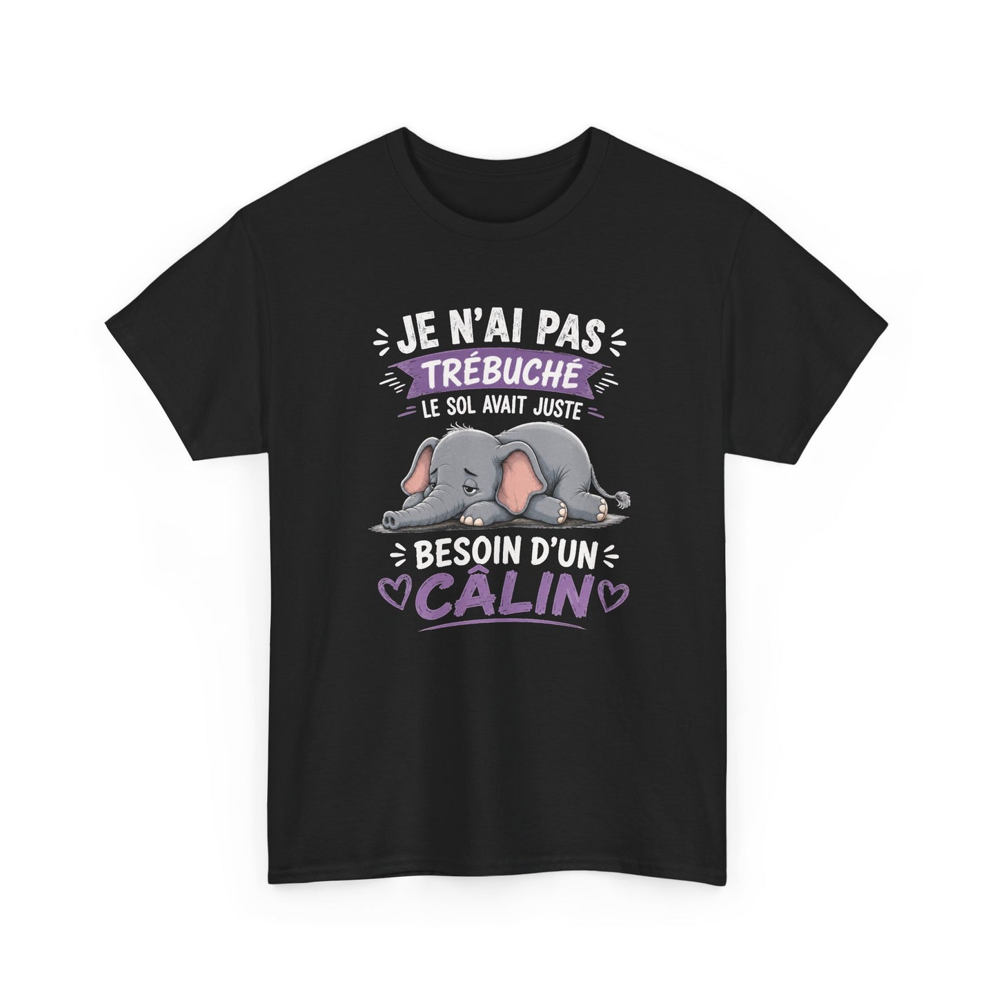 Tee Shirt Homme et Femme Éléphant Humour Animal Mignon Câlin Fatigue Idée Cadeau Drôle Original