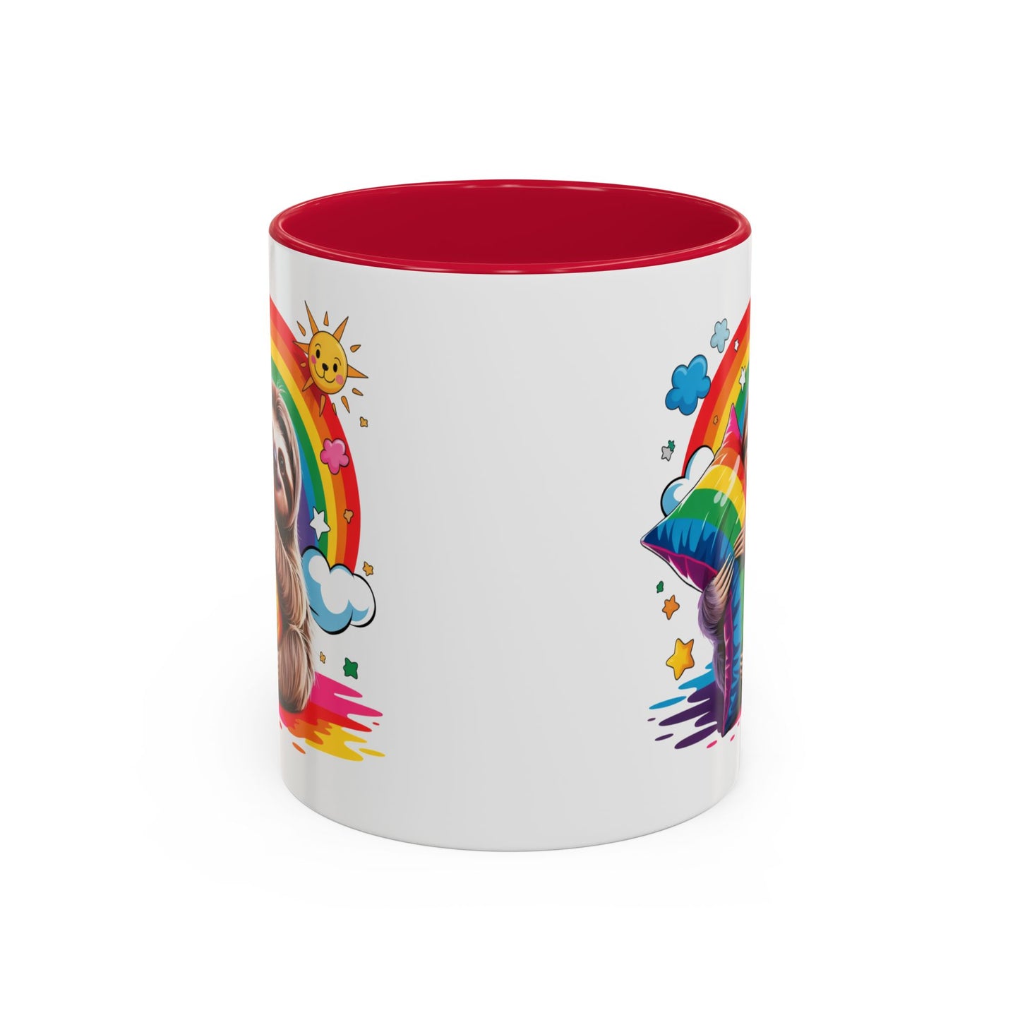 Mug Paresseux Mignon – Tasse Design Arc-en-ciel avec Coussin et Soleil – Cadeau Original 325ml