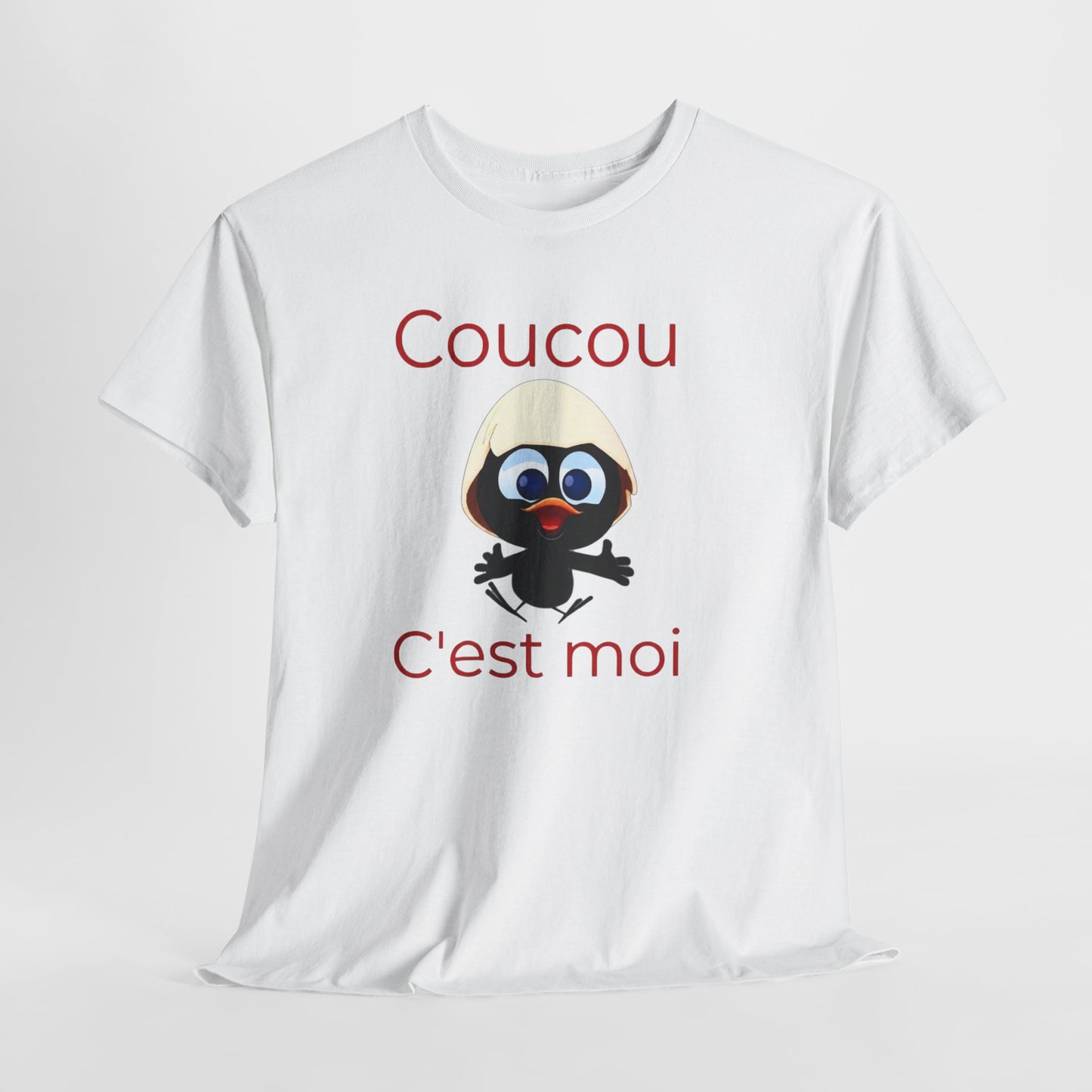 T-Shirt Calimero Cartoon Humour – Coucou C’est Moi Rouge – Tee Shirt Vintage Drôle Homme Femme