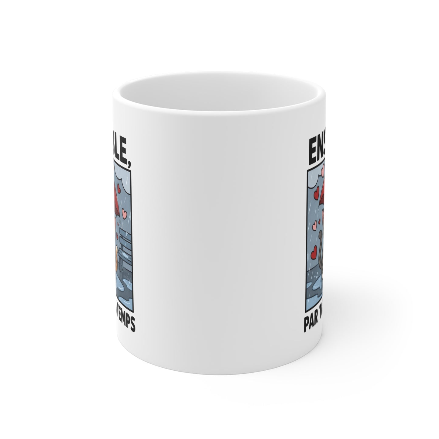 Tasse Ensemble Par Tous Les Temps – Mug Couple Chats Amoureux – Cadeau Romantique Homme Femme 325ml