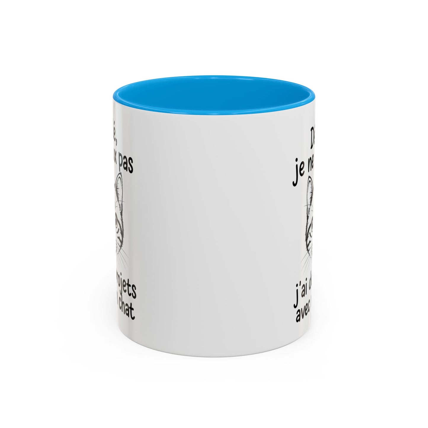 Tasse Chat Homme et Femme – Désolé je ne peux pas j'ai des Projets avec mon Chat – Mug Humour  – Cadeau Original pour Amoureux des Chats – 325 ml
