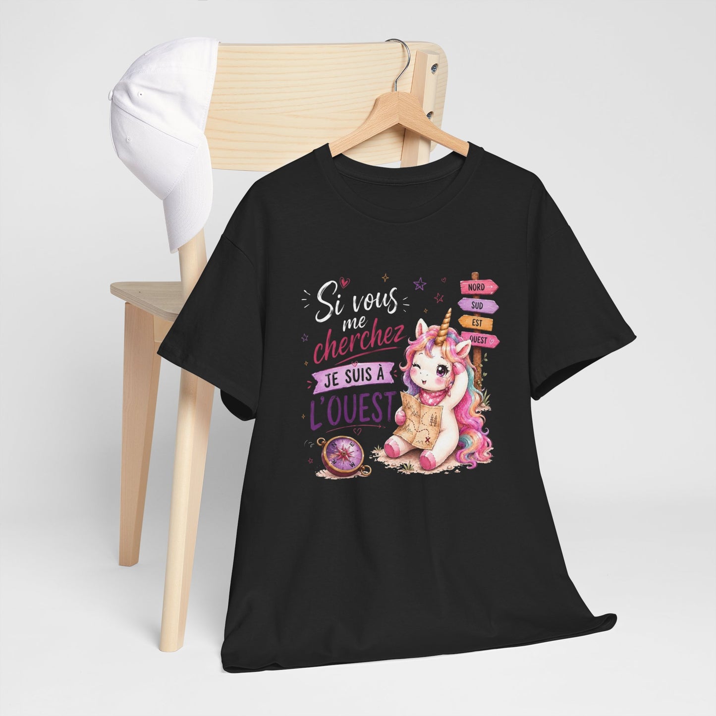 Tee-Shirt Femme Si Vous Me Cherchez Je Suis À L’Ouest – Licorne Drôle – Cadeau Humour Original