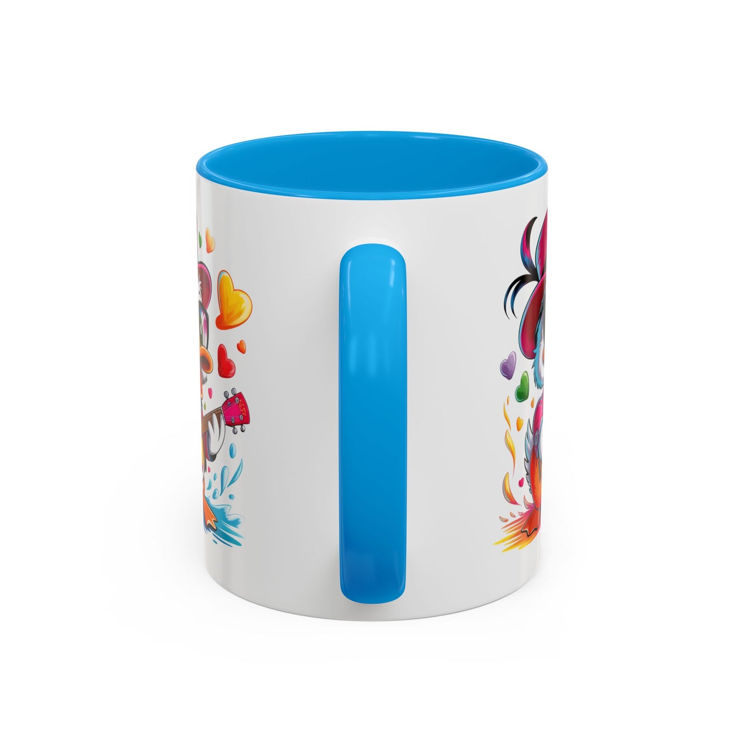 Mug Canard Musicien Stylé – Tasse Design Fun avec Guitare, Lunettes et Cœurs – Cadeau Original 325ml