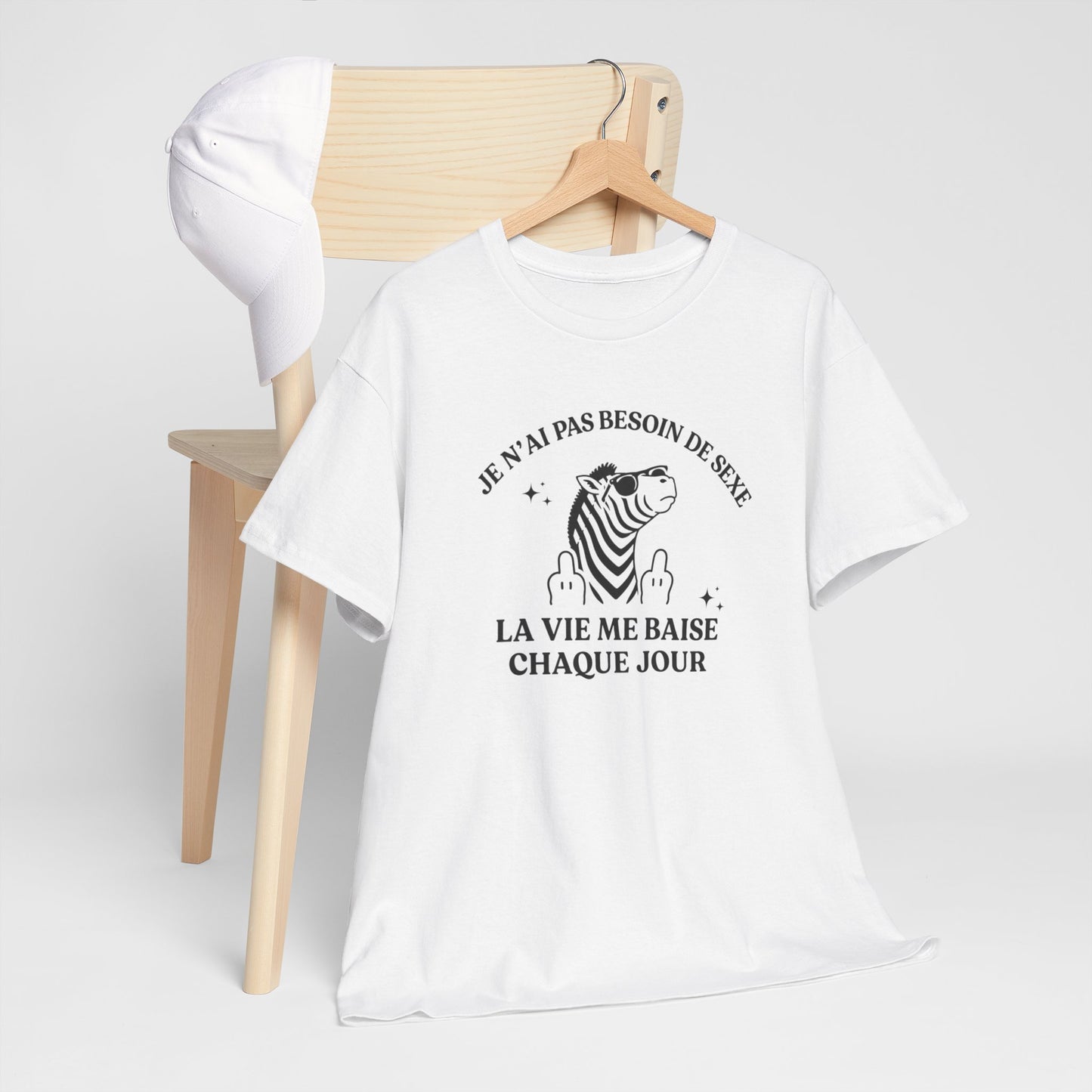 T-Shirt Humour Zèbre Homme Femme – Tee Shirt Message Drôle Vie Quotidienne – Cadeau Humour Sarcastique Noir Blanc Gris