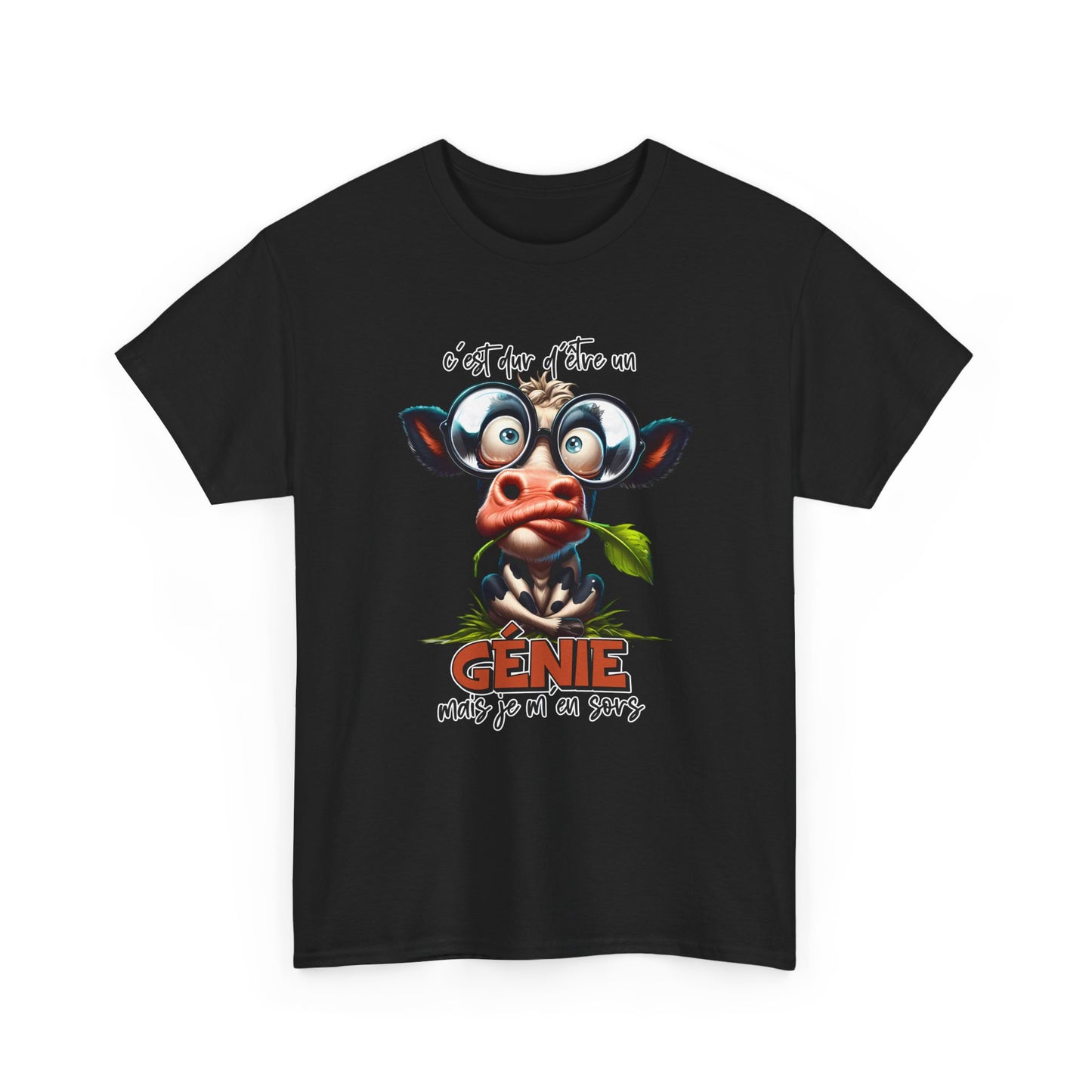 Tee Shirt C’est Dur d’Être un Génie Mais Je M’en Sors – T-Shirt Humour Vache Rigolote – Cadeau Homme Femme
