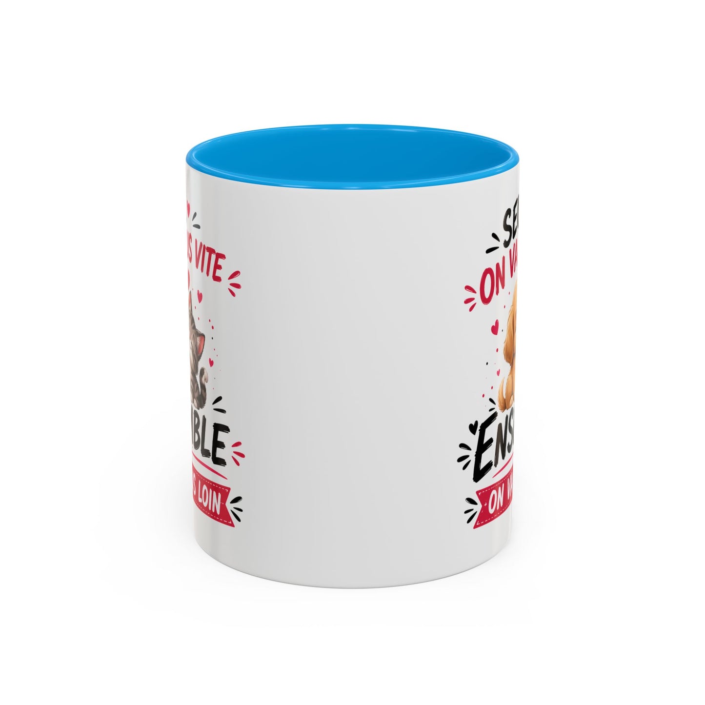 Tasse Seul On Va Plus Vite Ensemble On Va Plus Loin – Mug Chien Chat Amour Amitié – Cadeau Mignon 325ml