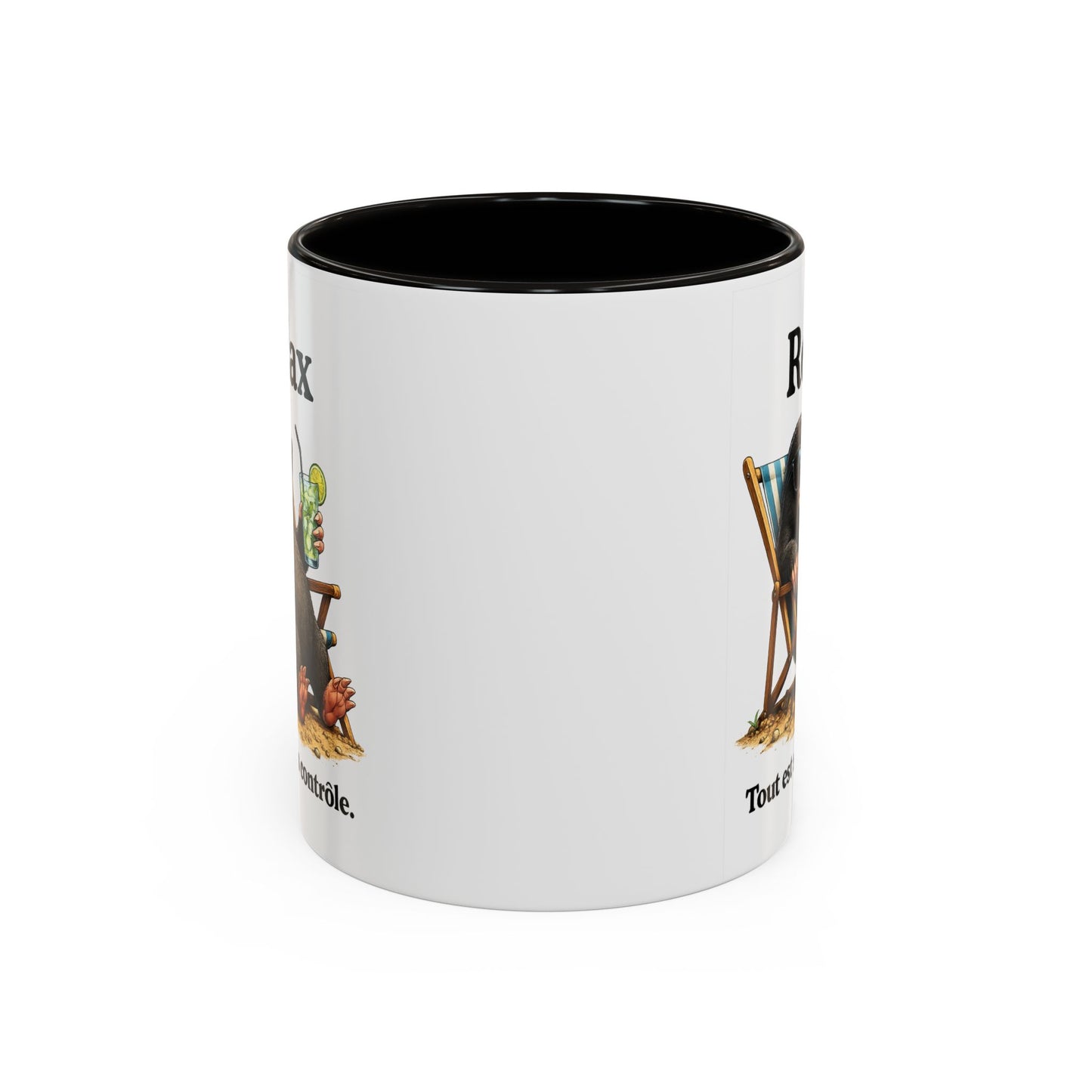 Mug Humoristique Taupe Relax – Tasse Café Détente Vacances – Cadeau Original Homme et Femme, Ami Collègue Noir Bleu Rouge