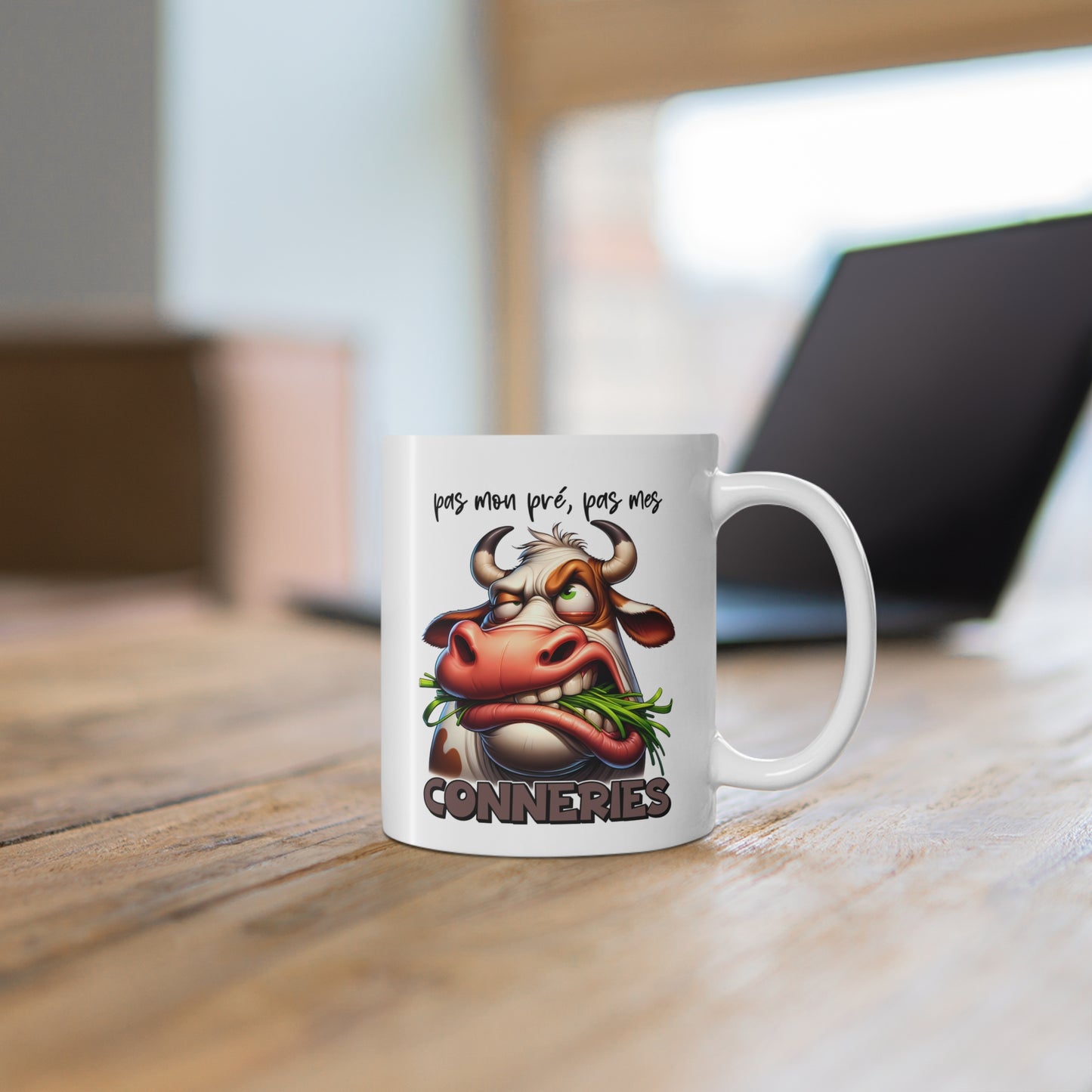 Tasse Pas Mon Pré Pas Mes Conneries – Mug Vache Humour Drôle – Cadeau Homme Femme 325ml