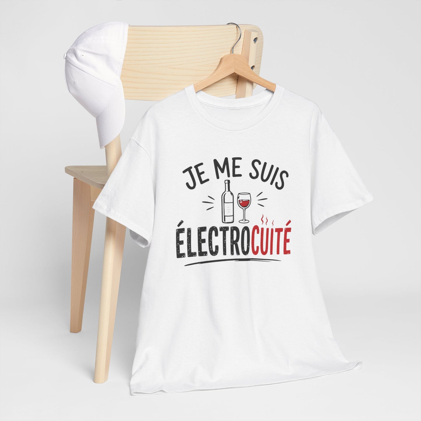 T-Shirt Je Me Suis Électrocuté – Tee Shirt Humour Vin Drôle Apéro – Cadeau Original Amateur de Vin Homme Femme
