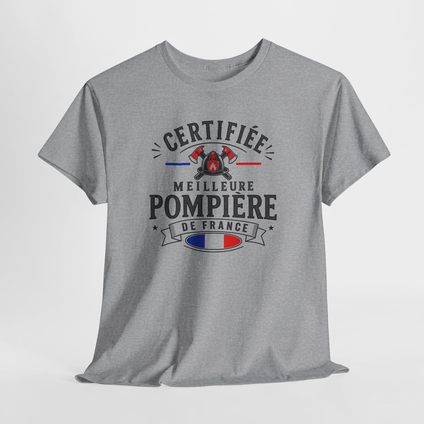 Tee Shirt Pompière Femme – Certifiée Meilleure Pompière de France – T-Shirt Métier Sapeur Pompier Cadeau Original Femme