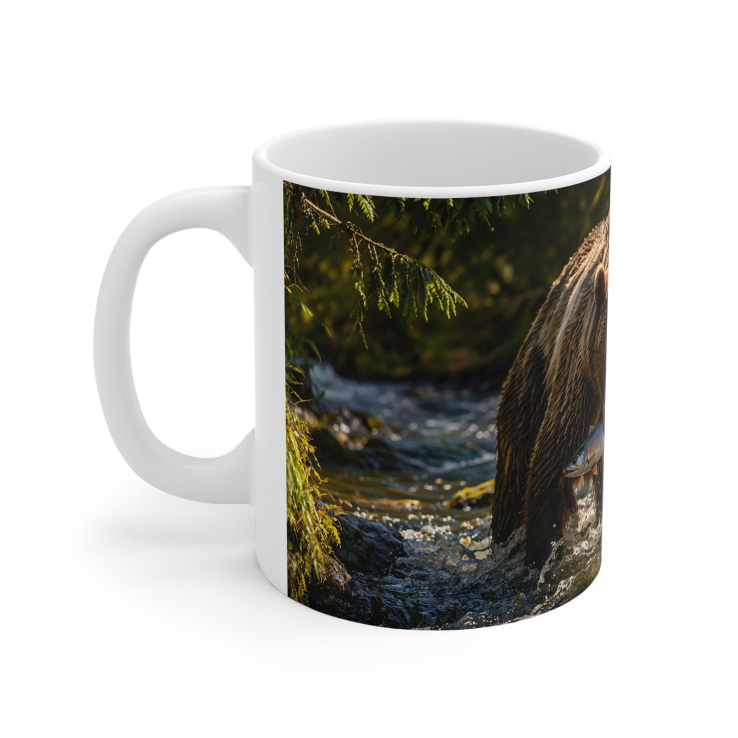 Tasse Ours Pêcheur – Mug Nature Sauvage – Cadeau Animaux Forêt Homme Femme Enfant 325ml