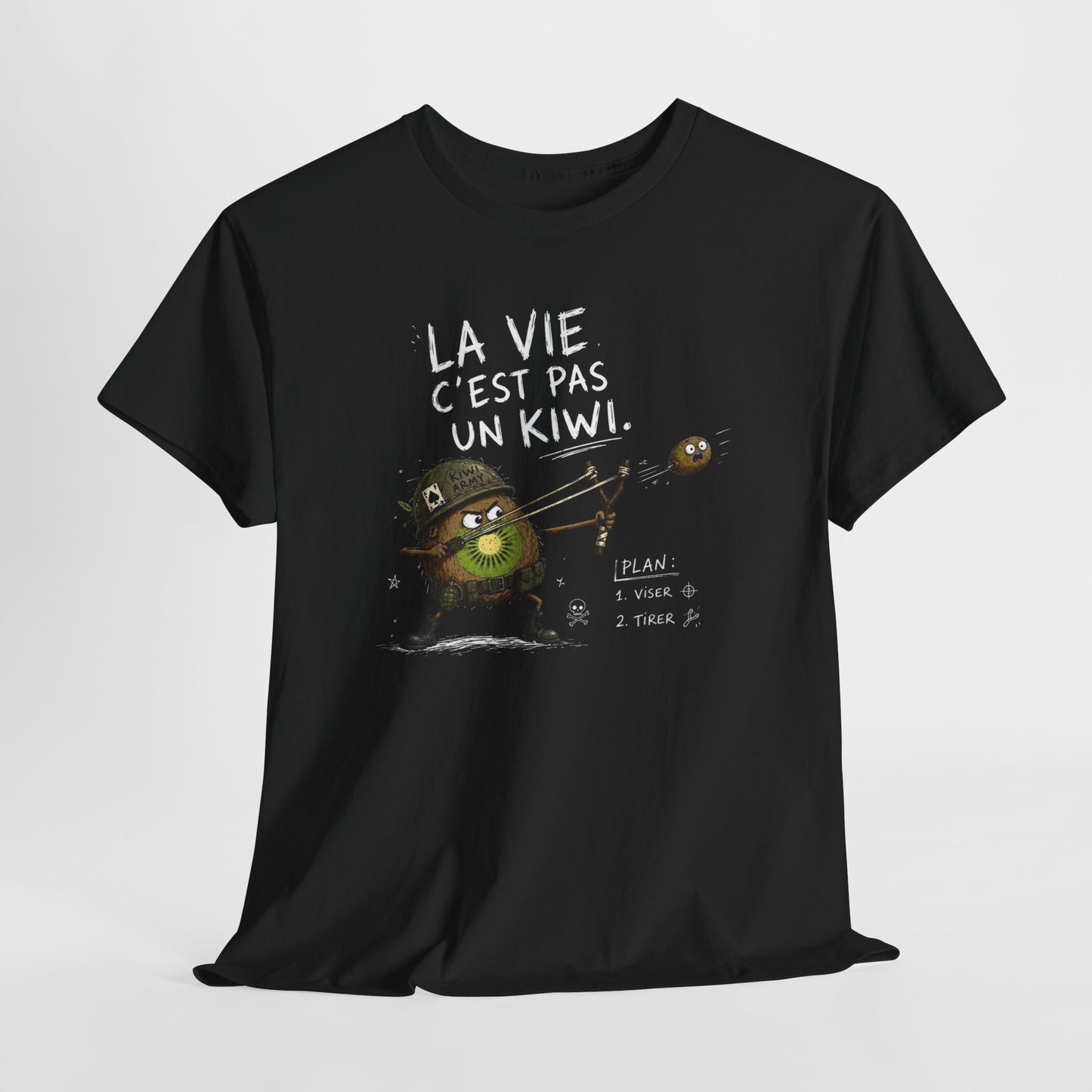 Tee-Shirt La Vie C'est Pas Un Kiwi Homme et Femme – Kiwi Soldat Humour Absurde Cadeau Drôle Original