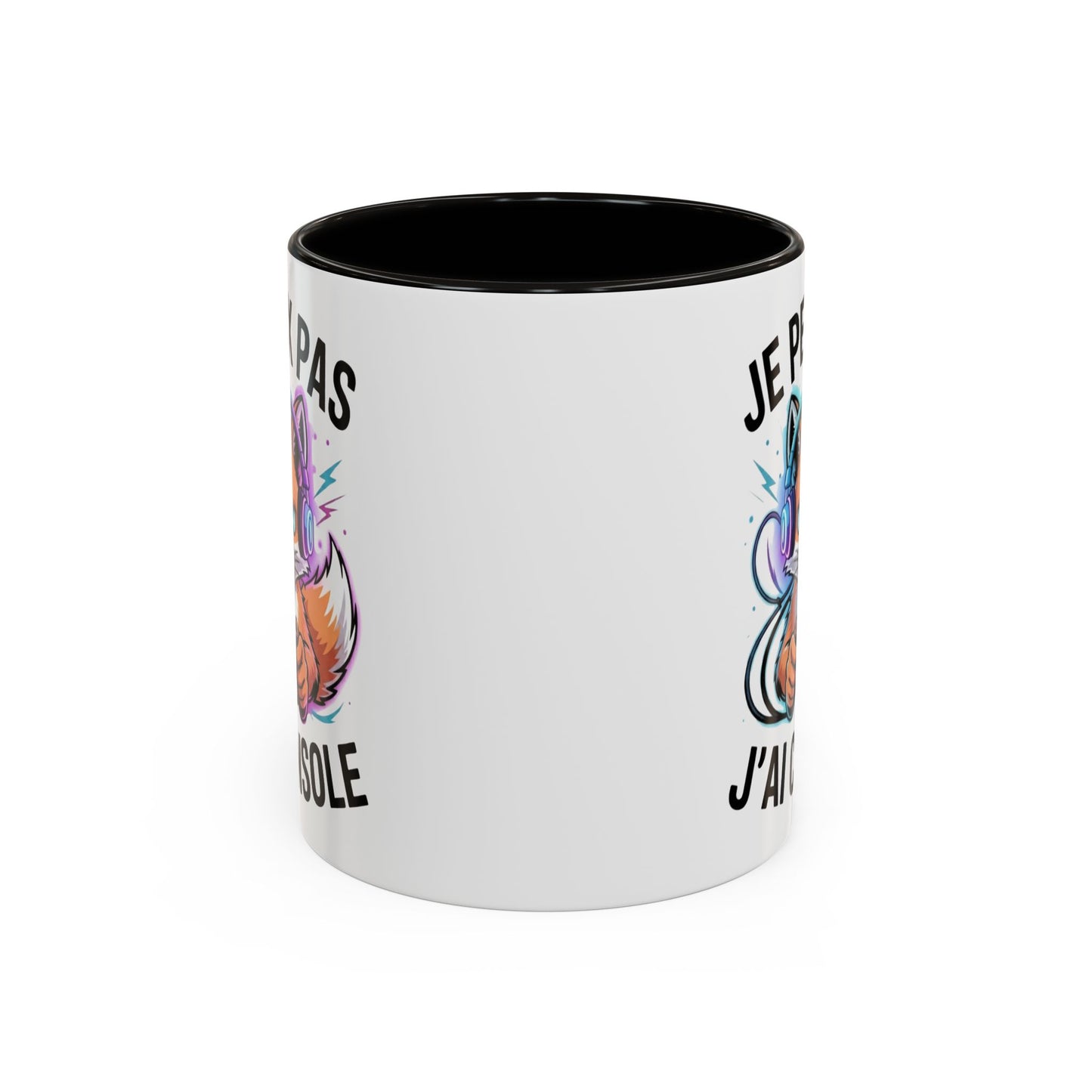 Mug Gamer Humoristique – Tasse Gaming Renard Casque Manette – Cadeau Joueur Geek – Céramique 325ml Noir Bleu Rouge