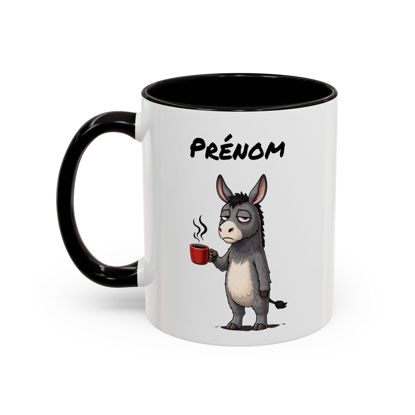 Tasse Âne avec Café – Mug Animal Humoristique Fatigue – Illustration Âne Drôle 325ml