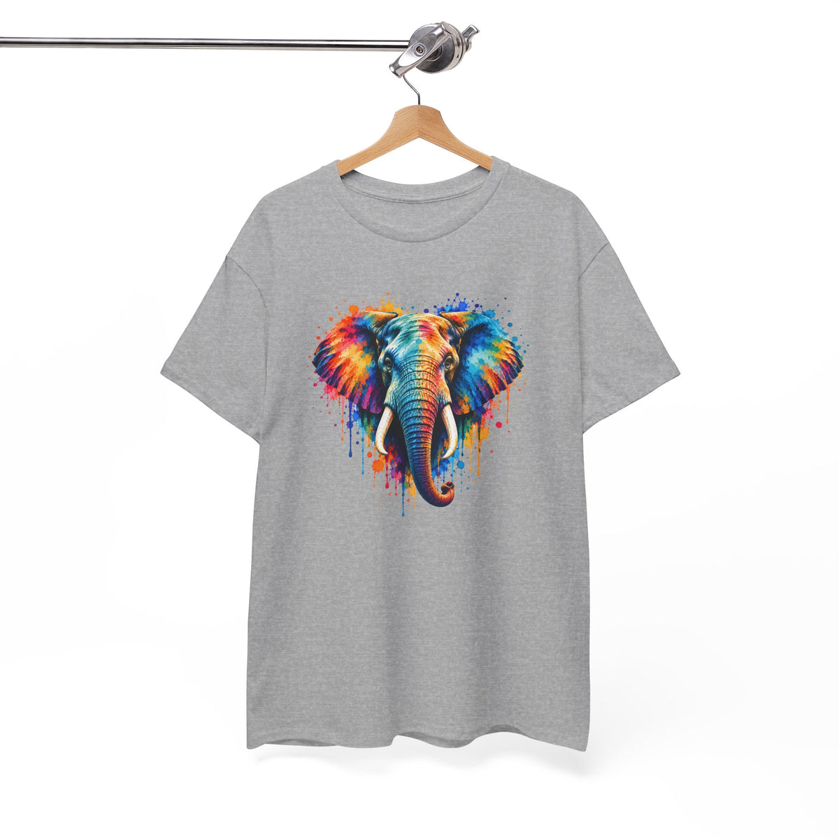 Tee Shirt Éléphant Coloré Homme Femme – T-Shirt Animal Style Aquarelle Multicolore – Cadeau Amoureux des Éléphants