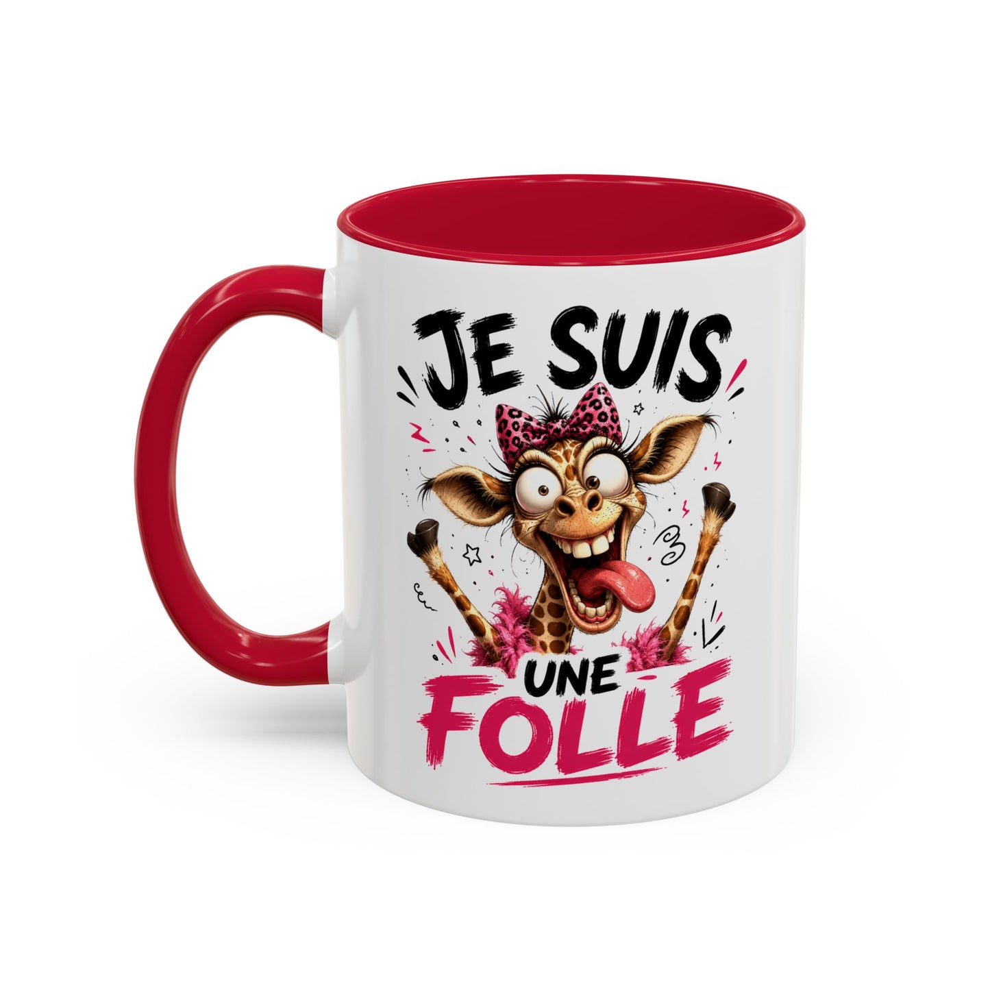Tasse Je Suis Une Folle – Mug Girafe Folle Humoristique – Cadeau Femme Drôle et Délirant 325ml