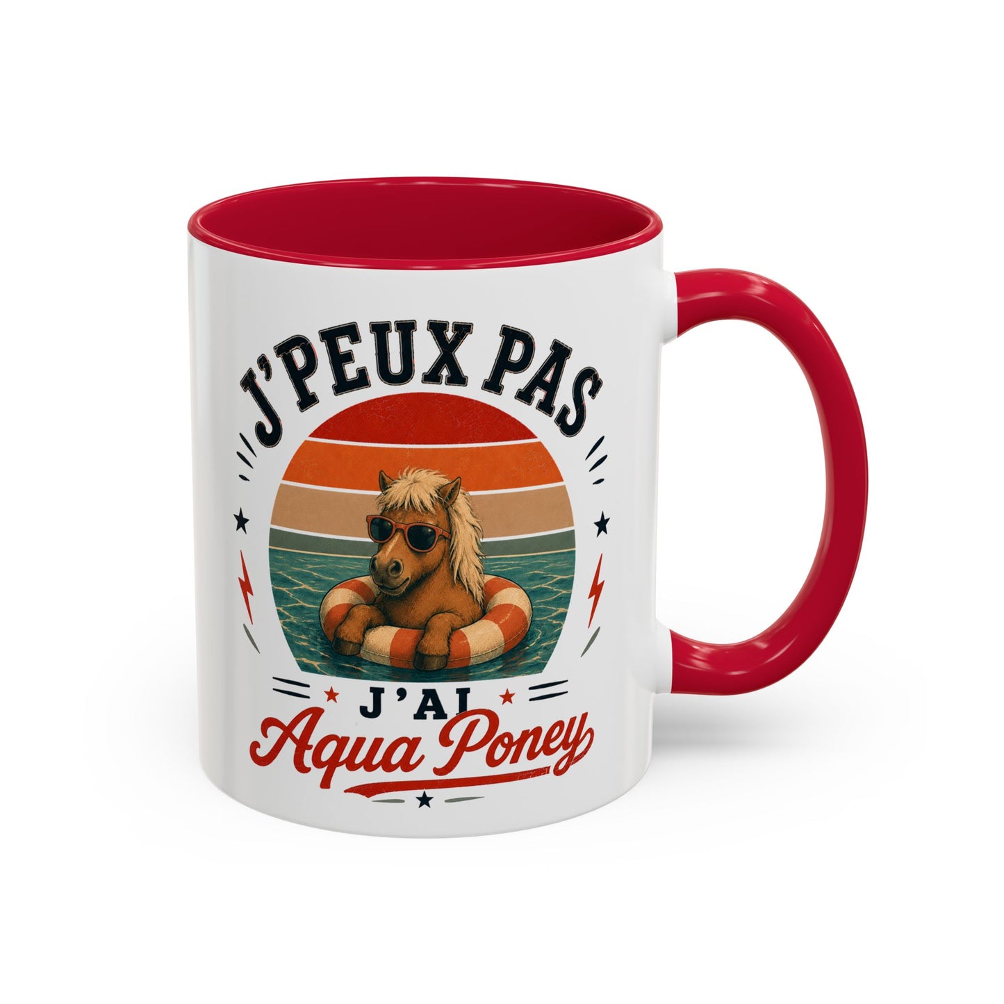 Tasse J’Peux Pas J’Ai Aqua Poney – Mug Humour Vintage avec Poney – Cadeau Drôle Homme Femme 325ml