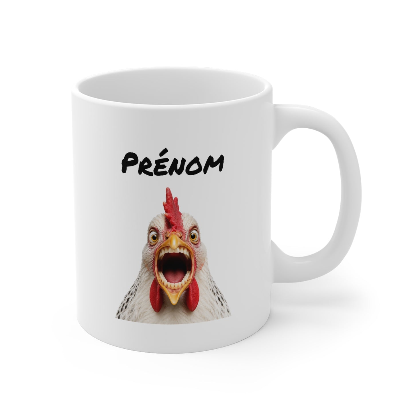 Mug Personnalisable Poule Drôle Expression Surprise – Tasse avec Prénom ou Texte – Cadeau Original Humour Homme Femme 325 ml