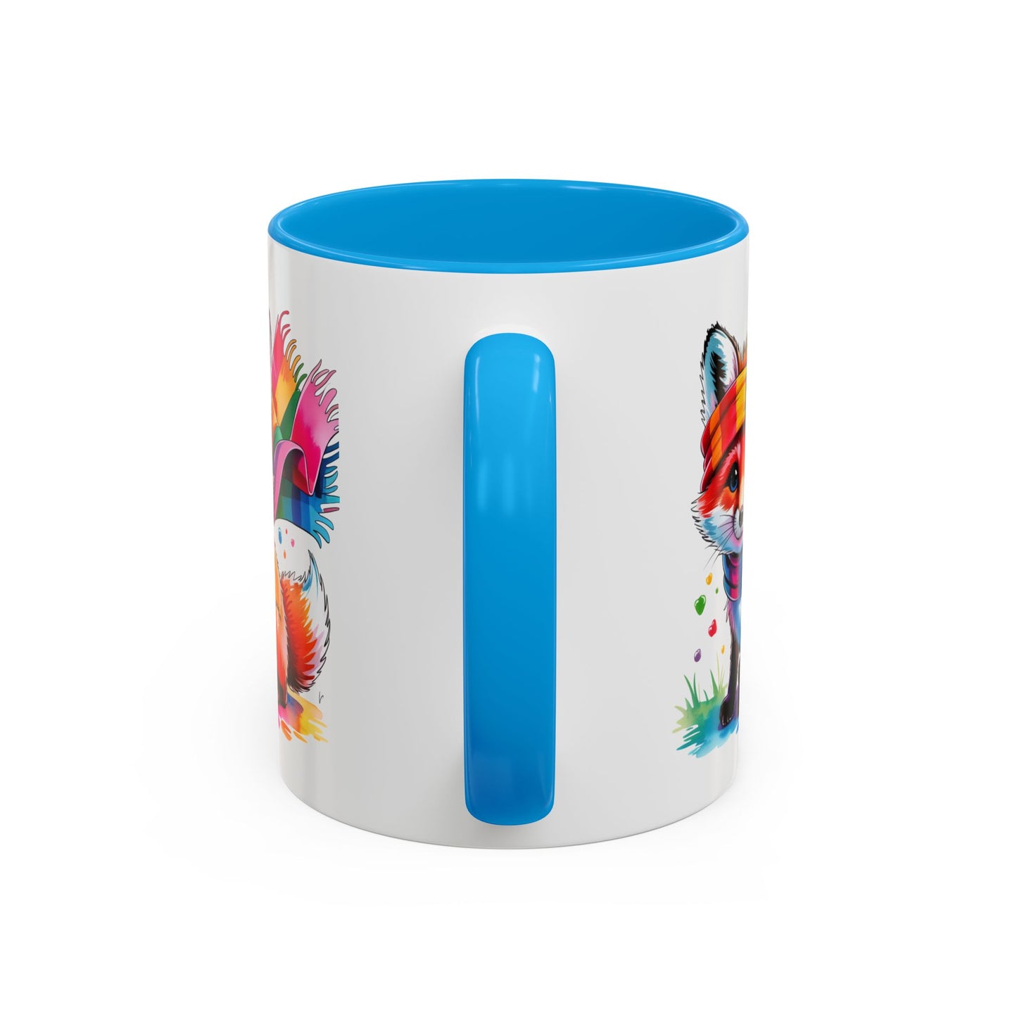 Mug Renard Coloré – Tasse Renard Arc-en-ciel avec Écharpe – Cadeau Animal Mignon 325ml