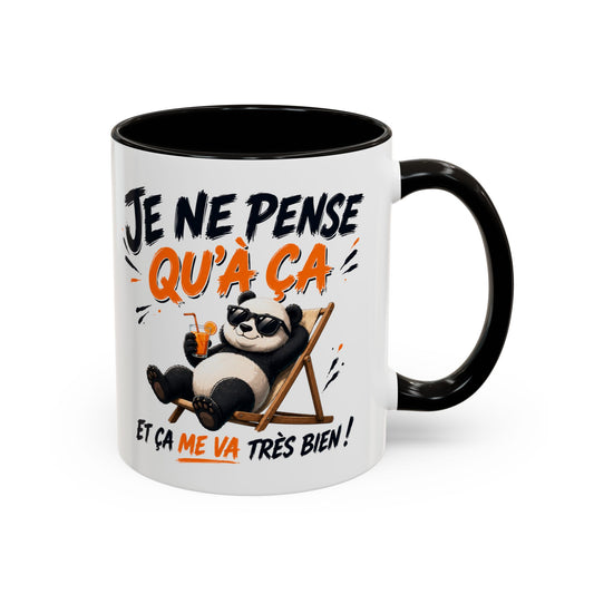 Tasse Je Ne Pense Qu’à Ça – Mug Panda Relax et Humour – Cadeau Original Détente 325ml