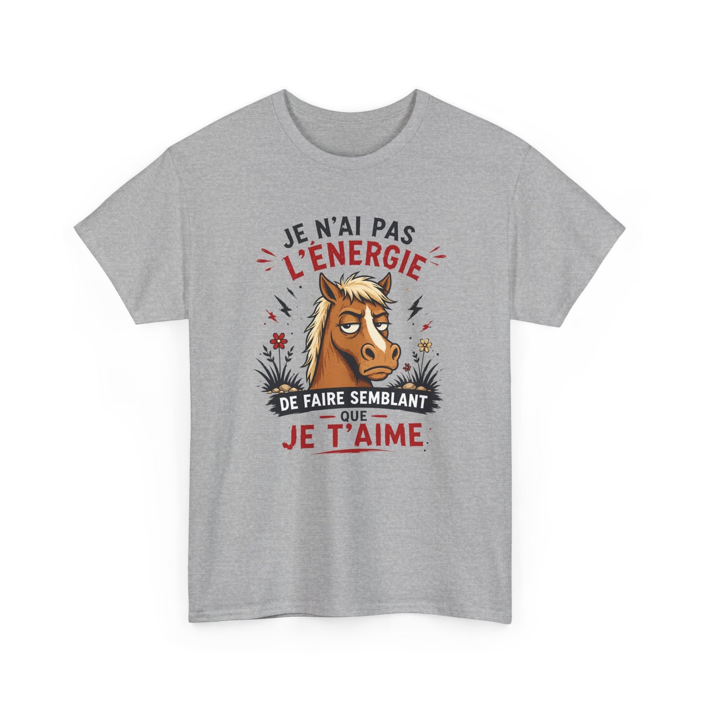 Tee-Shirt Homme et Femme Humour – Cheval Drôle Fatigué Blasé – Cadeau Original Amusant pour Amoureux des Chevaux et Équitation