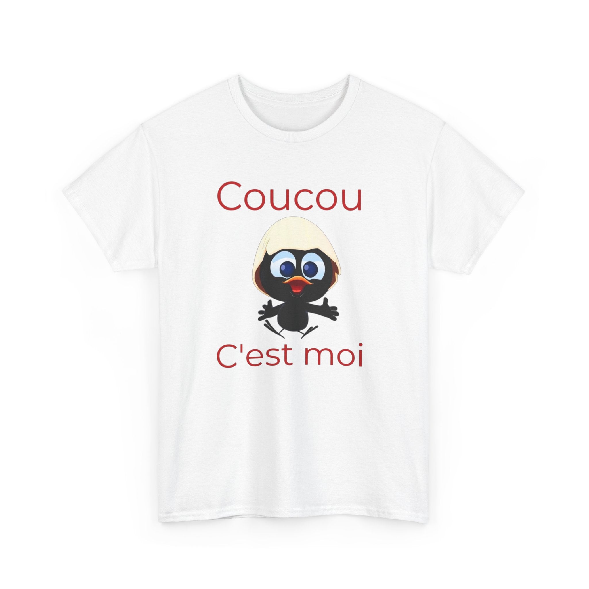 T-Shirt Calimero Cartoon Humour – Coucou C’est Moi Rouge – Tee Shirt Vintage Drôle Homme Femme