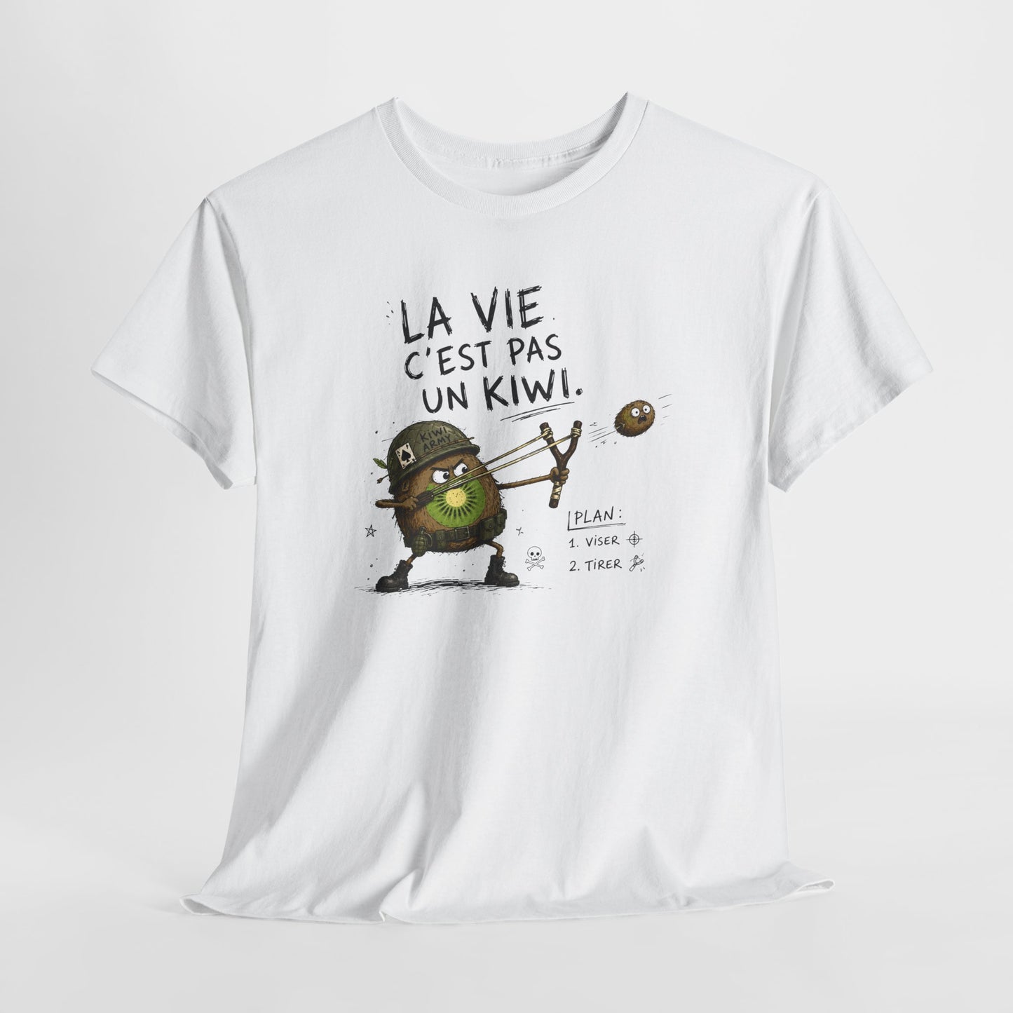 Tee-Shirt La Vie C'est Pas Un Kiwi Homme et Femme – Kiwi Soldat Humour Absurde Cadeau Drôle Original