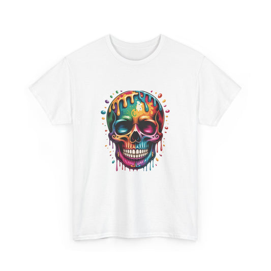 T-Shirt Crâne Multicolore Psychédélique Adulte – Skull Dripping Colorful – Tee Shirt Street Art Original