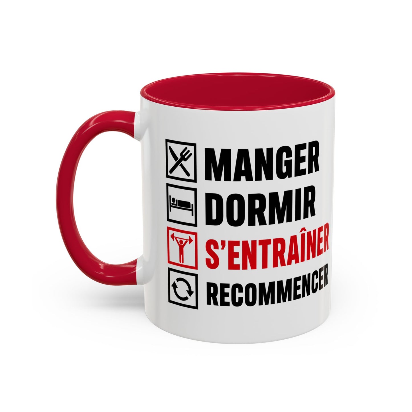 Mug Musculation Fitness – Tasse Sport Entraînement – Cadeau Original Homme et Femme, Passion Salle Noir Bleu Rouge