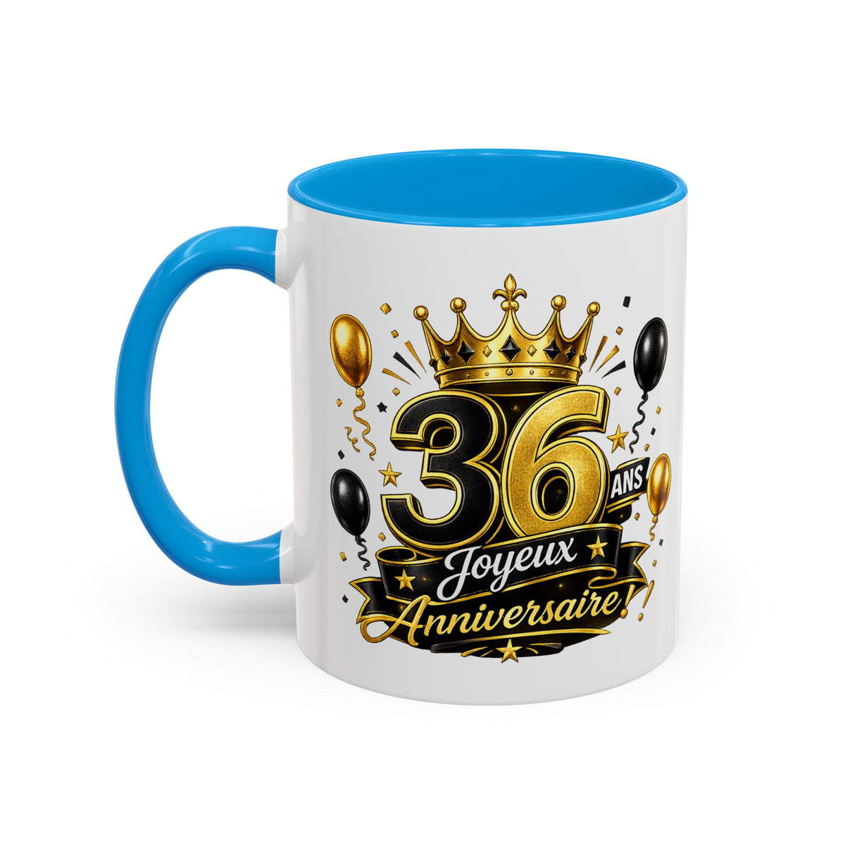 Mug Joyeux 36 Ans – Tasse Anniversaire 36 Ans – Cadeau Original pour Femme Homme – Idée Cadeau 36e Anniversaire Noir Bleu Rouge