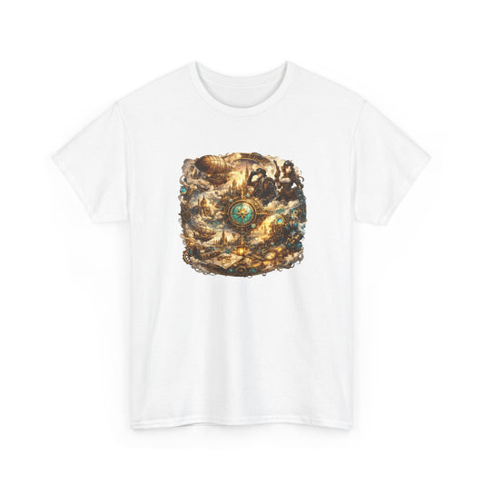 T-Shirt Steampunk Vintage – Tee Shirt Univers Rétro Futuriste Dirigeable Explorateur – Cadeau Geek Fantasy